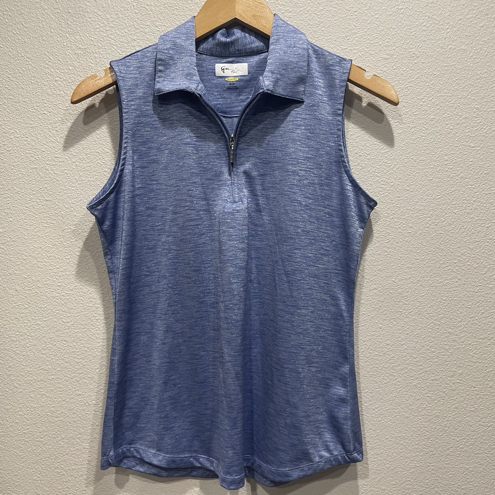 Greg Norman Sleeveless Polo Play Dry Heather Blue 1/4 Zip Performance Golf SZ S