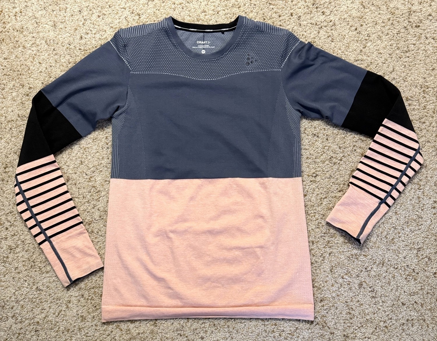 Craft Fuseknit Activewear Long-sleeve Base Layer Black, Peach and Grey Womens M