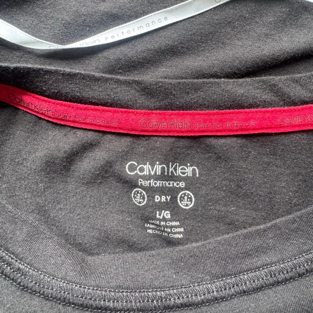 Calvin Klein Performance Black Logo Crop Long Sleeve Top | Size Large