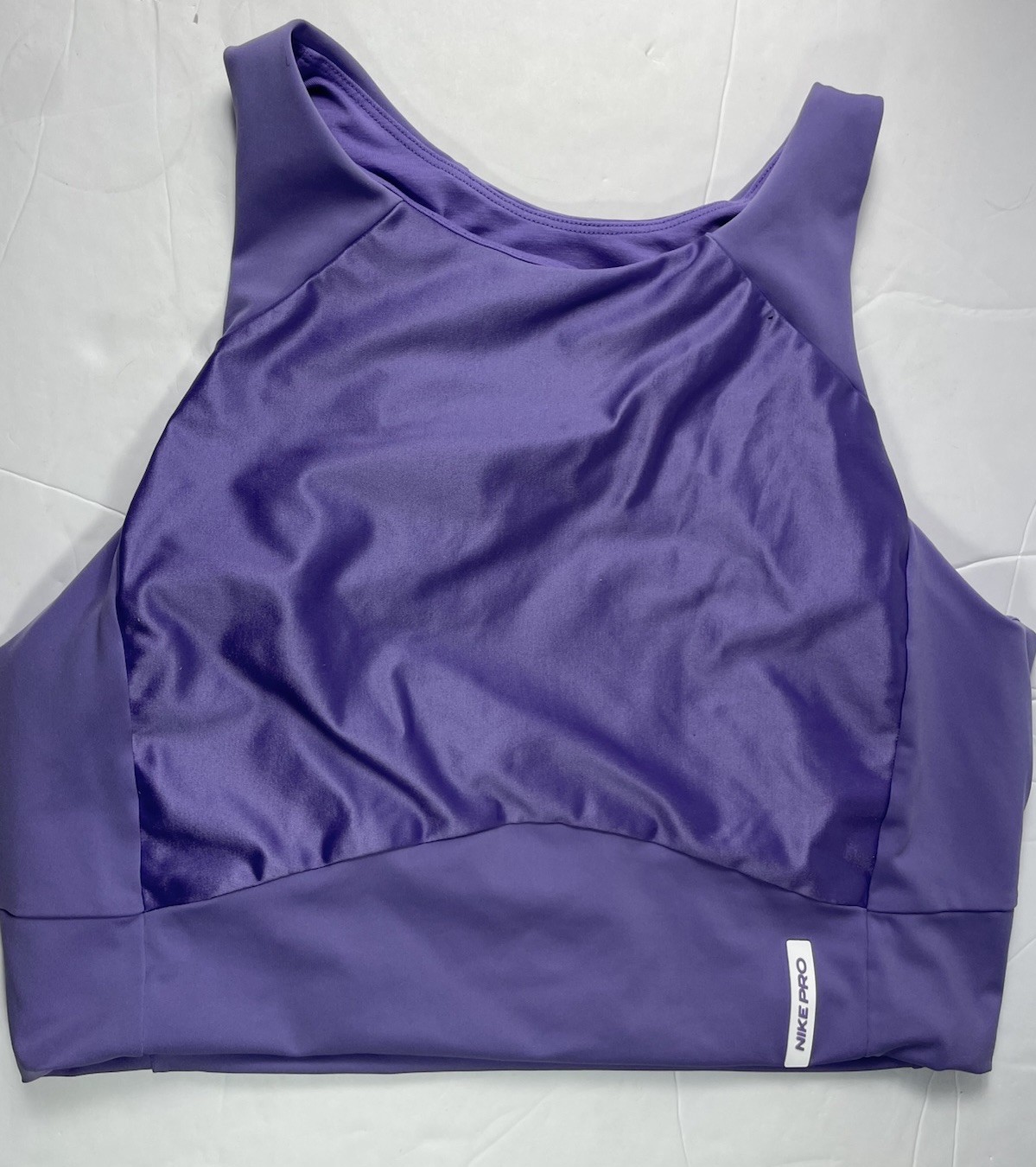 Nike Pro Dri Fit Tank Top Sports Bra Cropped Satin Large Lavender