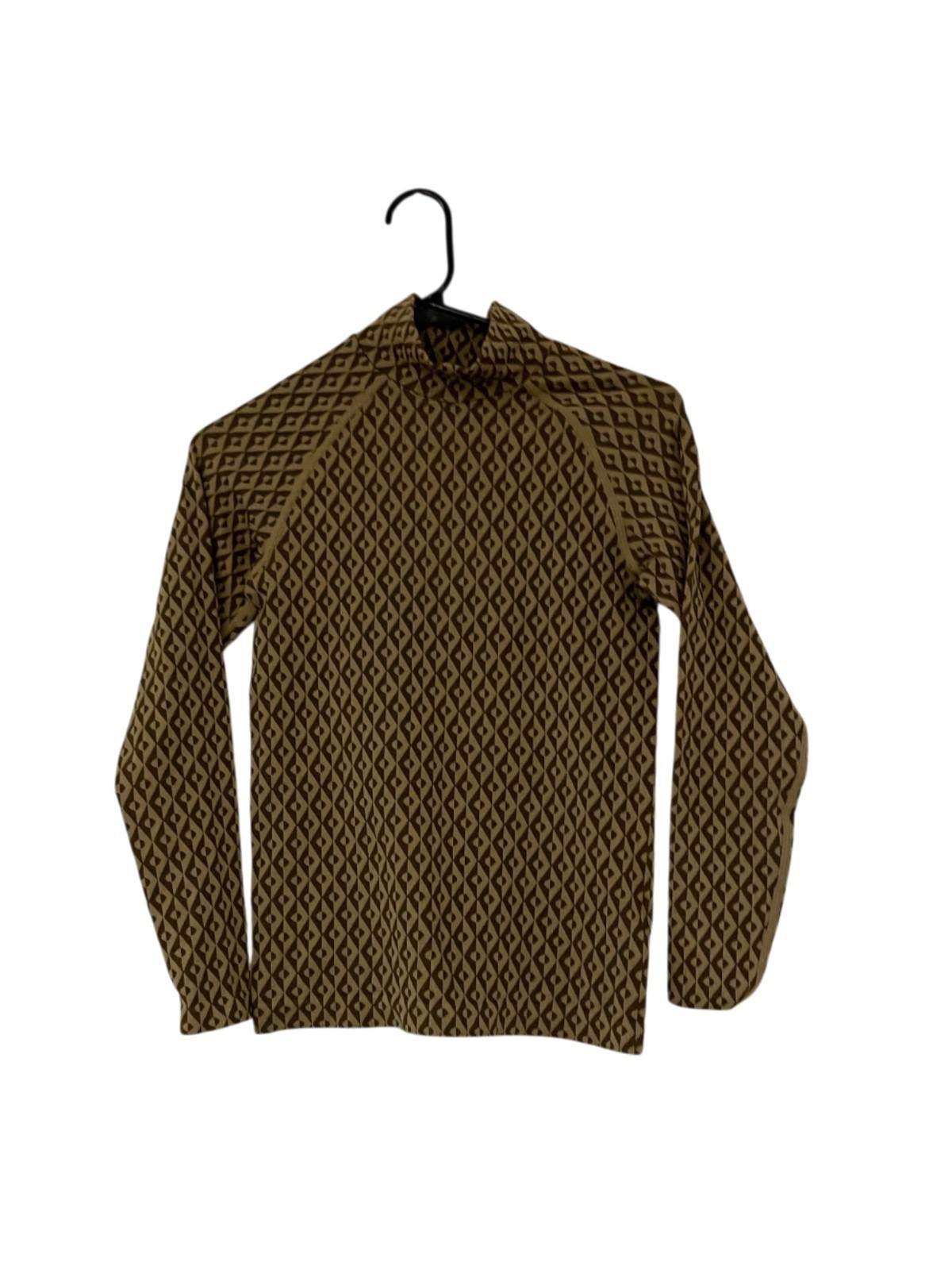 Zara Ski Womens Thermal top M Taupe Brown Seamless Jacquard 4388/027 NWT