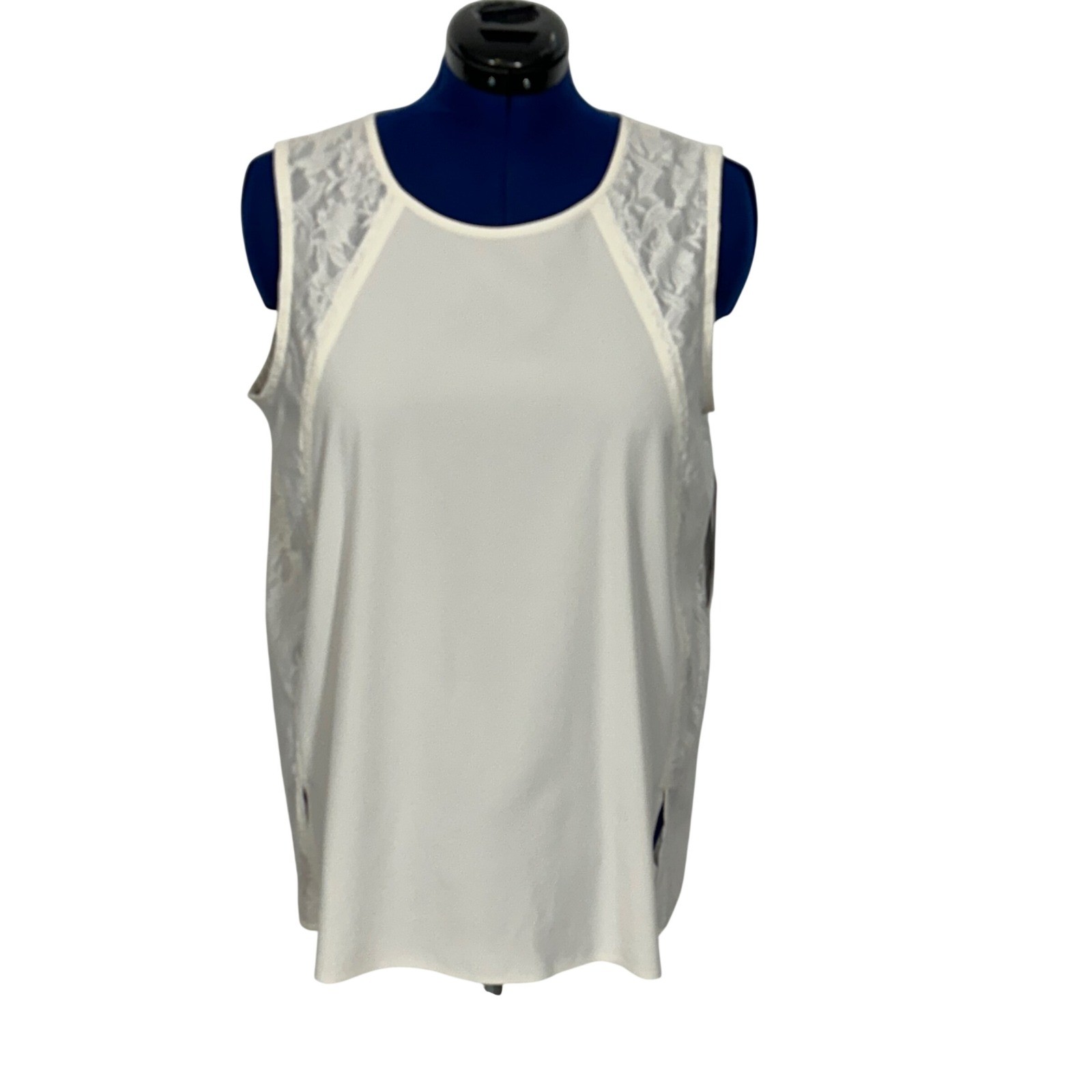 Athleta Zephyr Lace Tank Top White Floral Mesh Featherweight Stretch L New