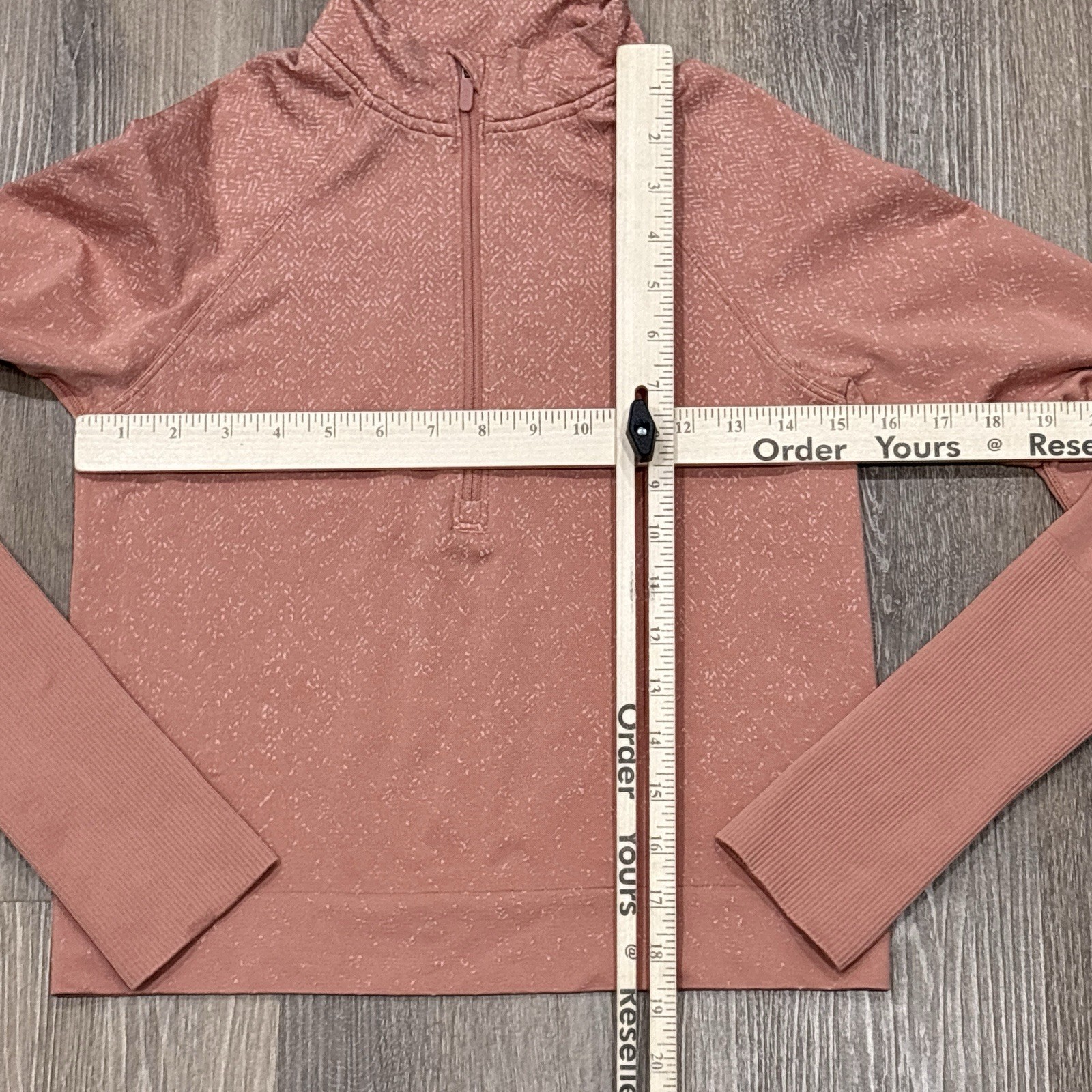 Lululemon Rest Less Cropped Half Zip Top Herringbone Faded Pink Womens 6