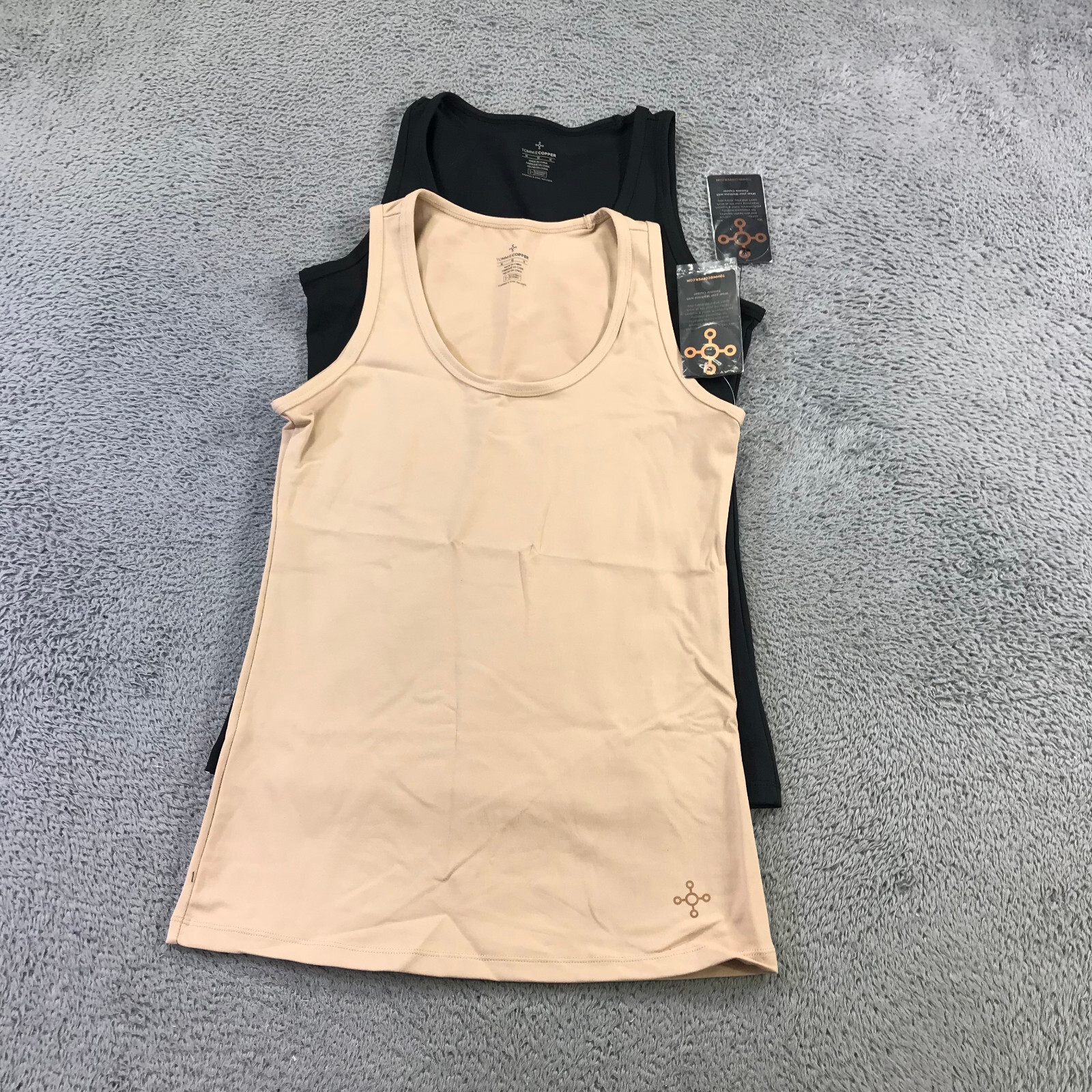 TOMMIE COPPER Tank Womens Medium 2 PACK Core Tank Top Black Beige NWT aasdsa