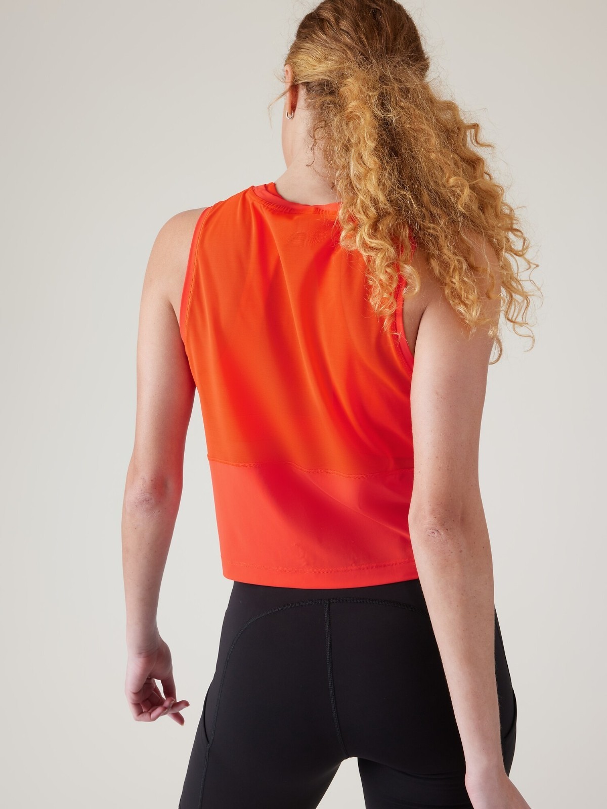 Athleta Neon Coral Red High Neck Mesh Back Athletic Tank Top Size Small