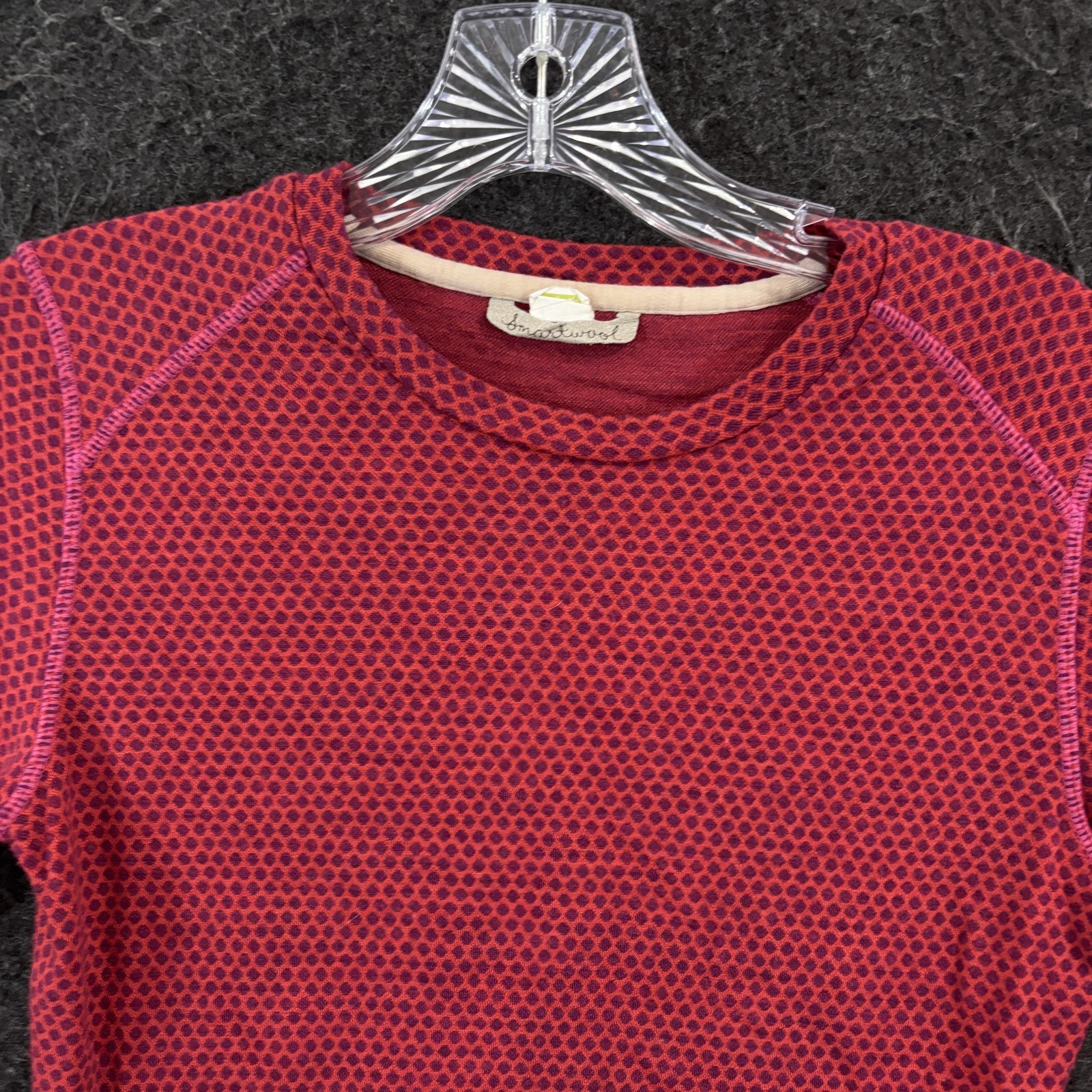Smartwool Intraknit Base Layer Shirt Women’s Medium Red 100% Merino Wool Thermal