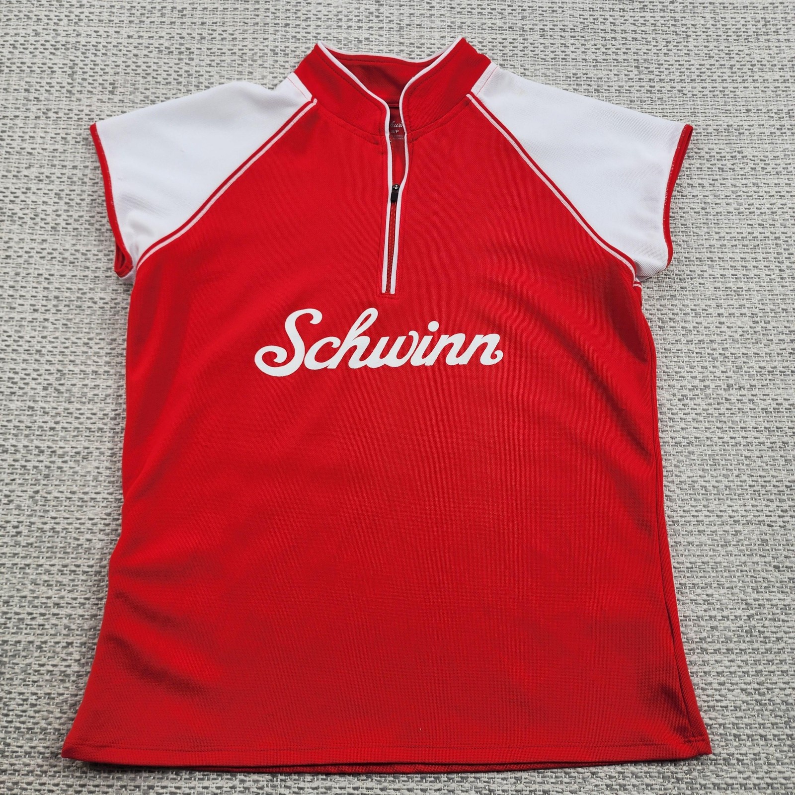 Schwinn Shirt Womens Small Red Cycling Jersey Quarter Zip Raglan Reflective