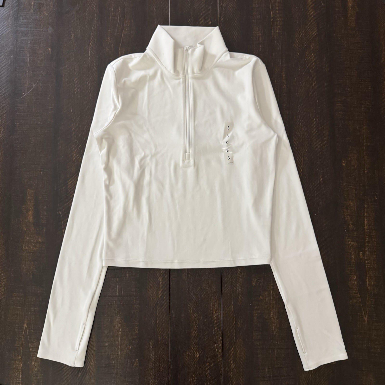 Uniqlo AIRism Soft Half Zip Long Sleeve T-Shirt White Women’s S UV Protection