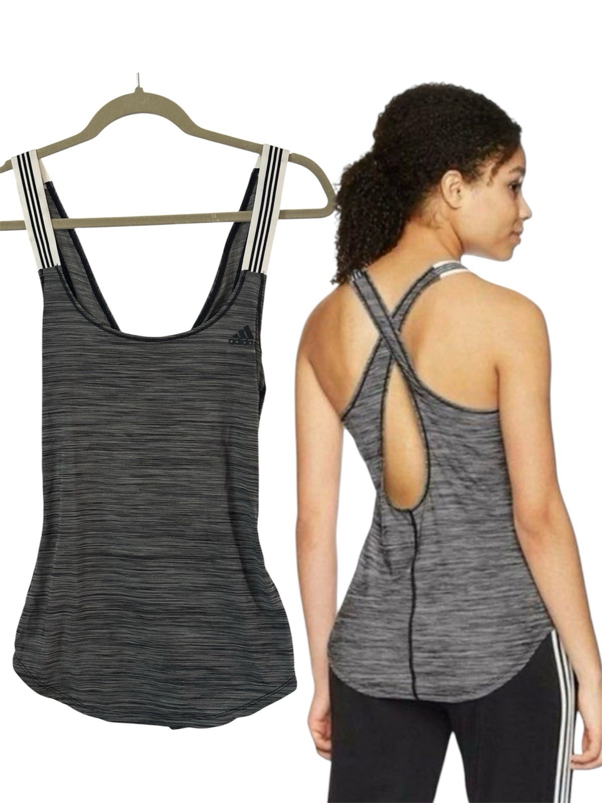 NWT Adidas Performance XBack Tank Top Sz M Gray Crossback Racerback Activewear