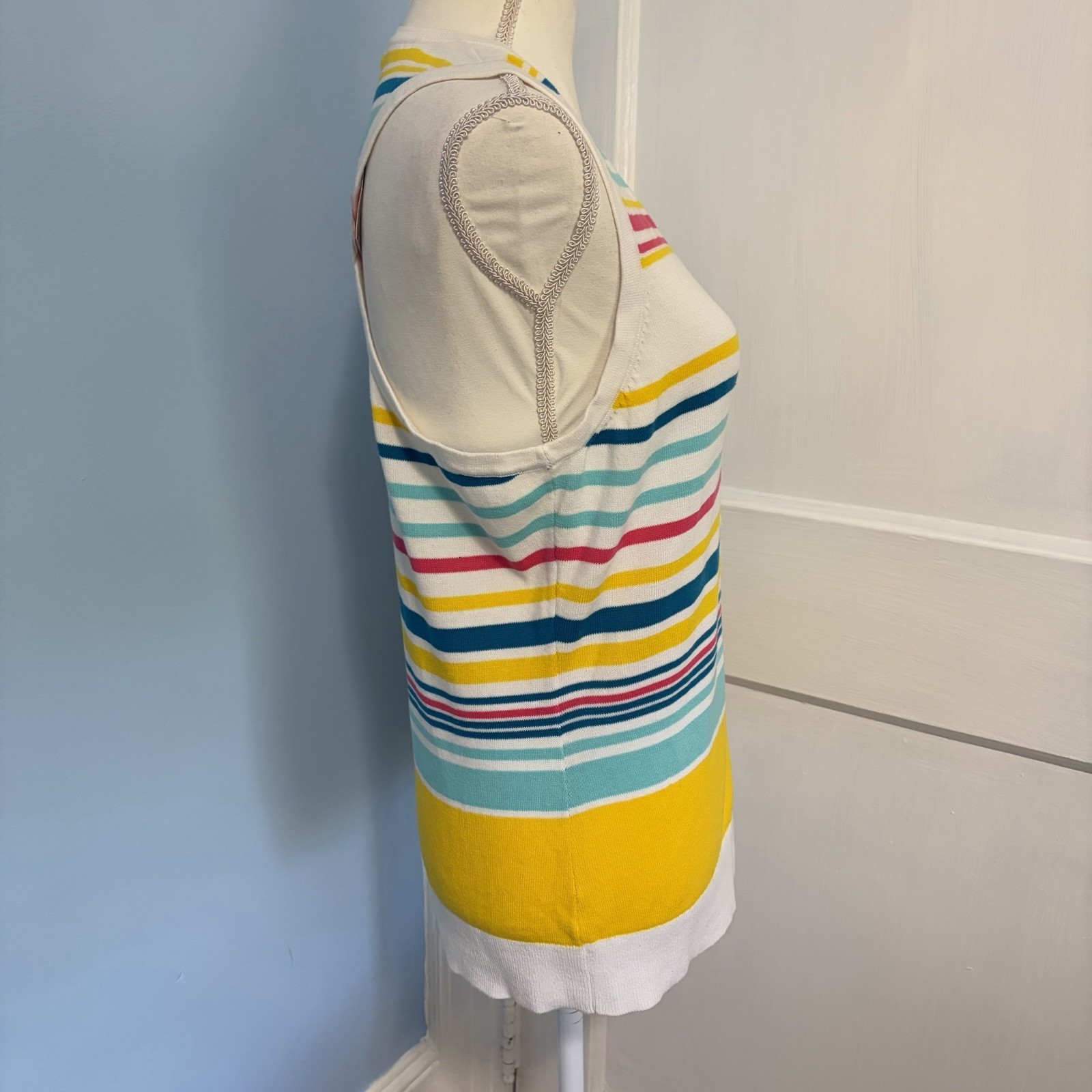 Puma Sport Lifestyle 100% Cotton Multicolor Striped Golf Sweater Vest Women’s M