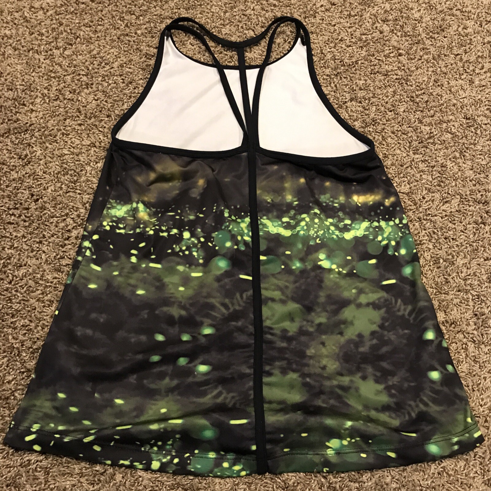 shape brand womens S polyester blend stretch athletic tank black green a47