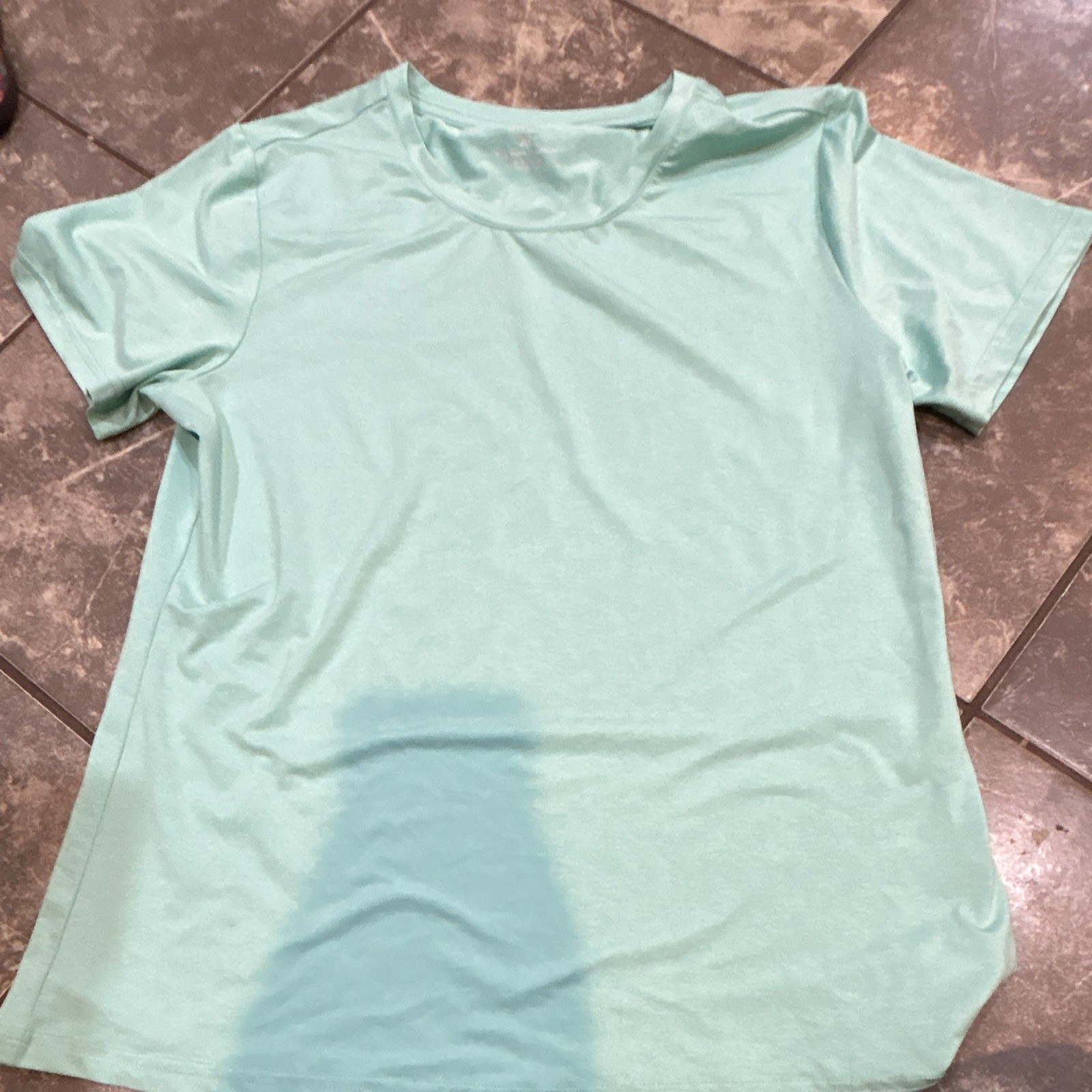 Teal V Neck Womens Athletic T Shirt Size Large Short Sleeve Lightweight