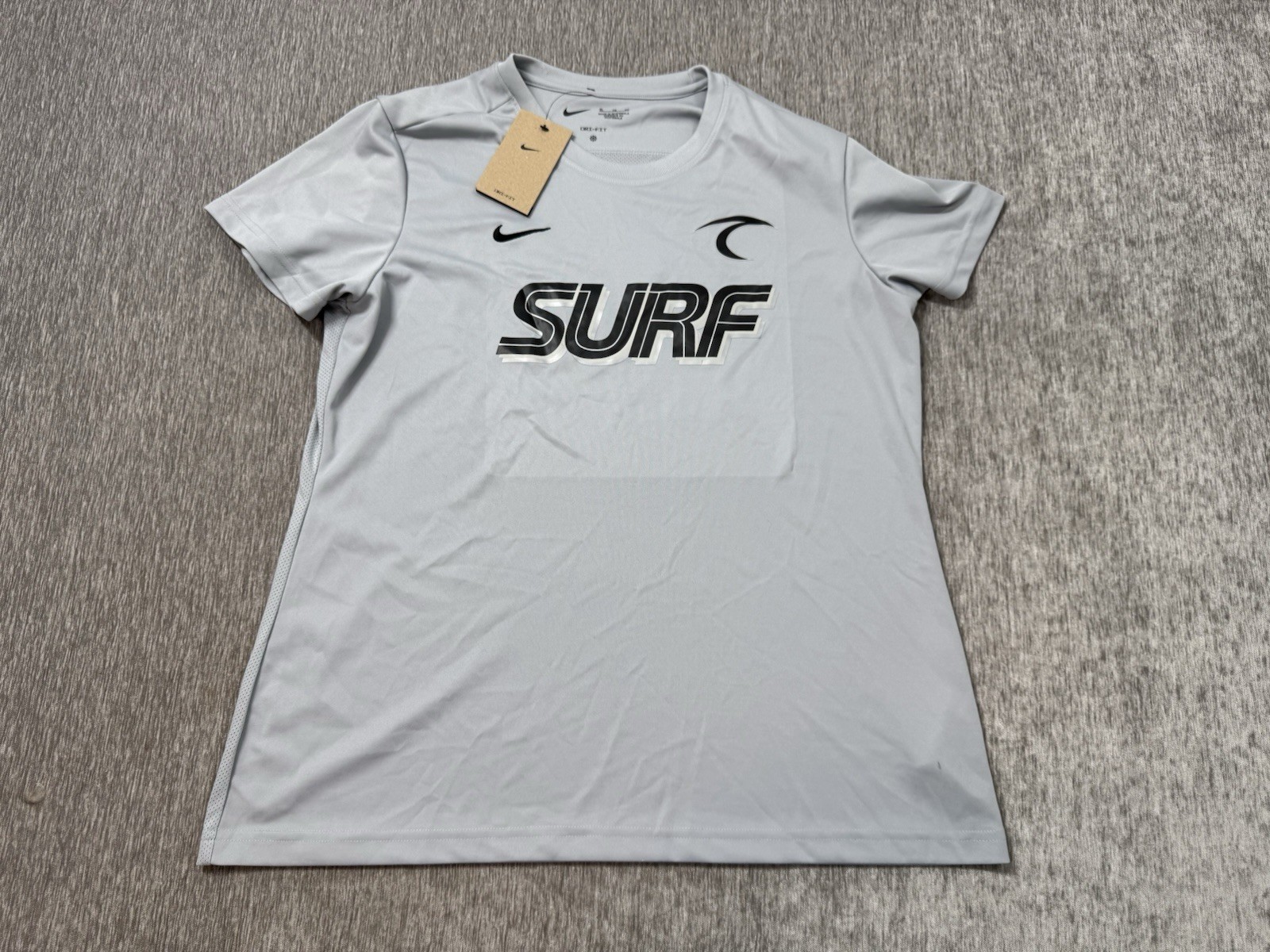NIKE Shirt Womens XL Gray Dry Tiempo Premier SURF Swoosh Logo Mesh Jersey DriFit