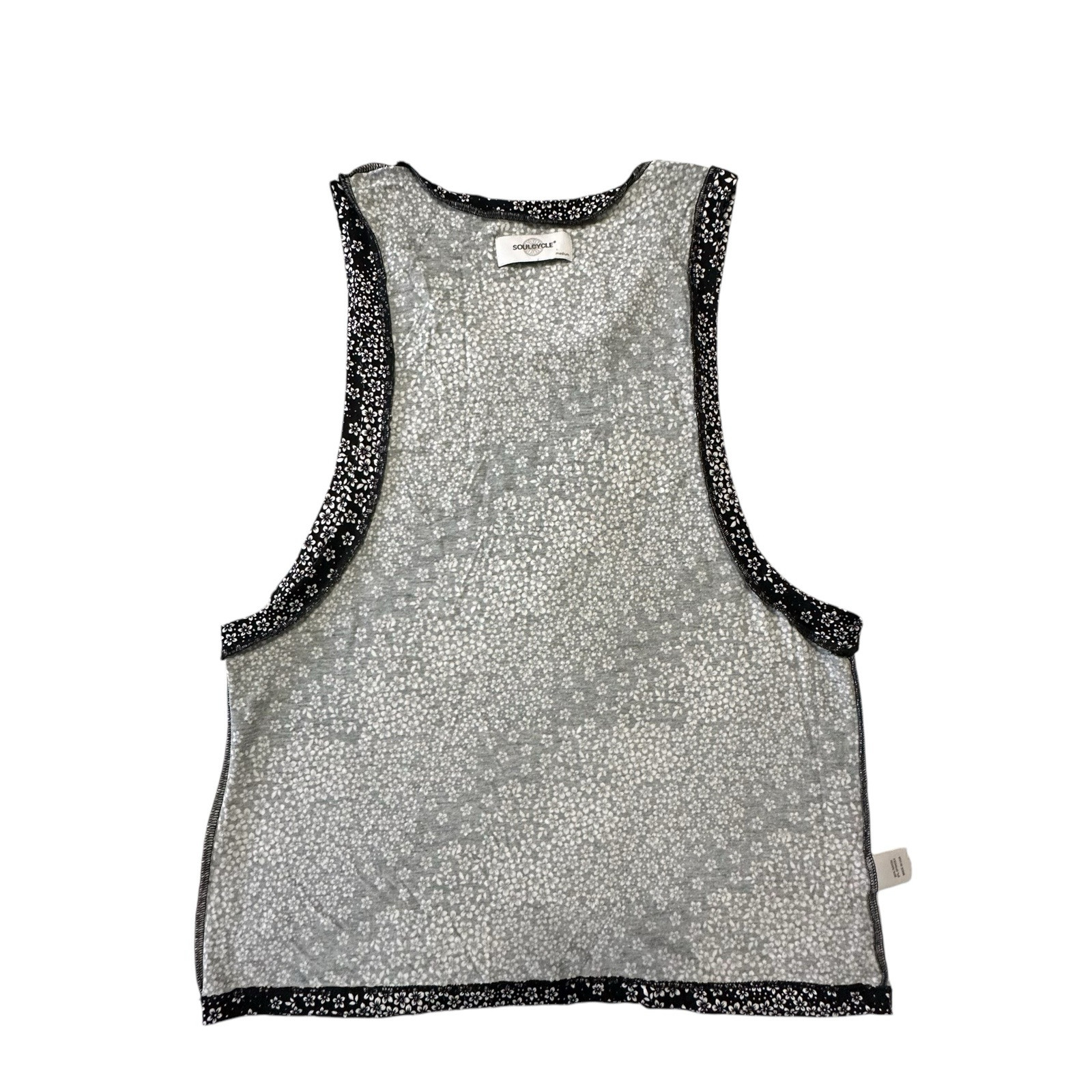 Soul Cycle Floral Tank Top Loose Fit Black/White Sz.M Athlesiure Cycling