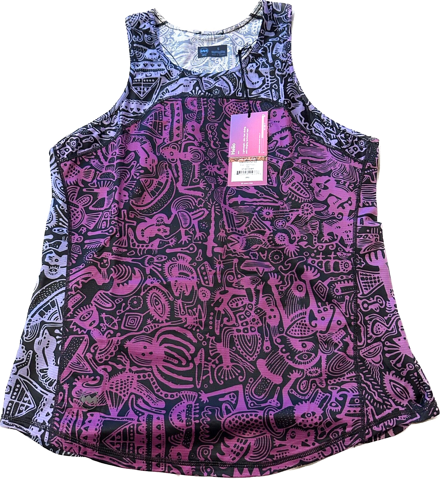 Janji Tank Top Womens Size S Purple Tech Java Collection Artist Series Batik