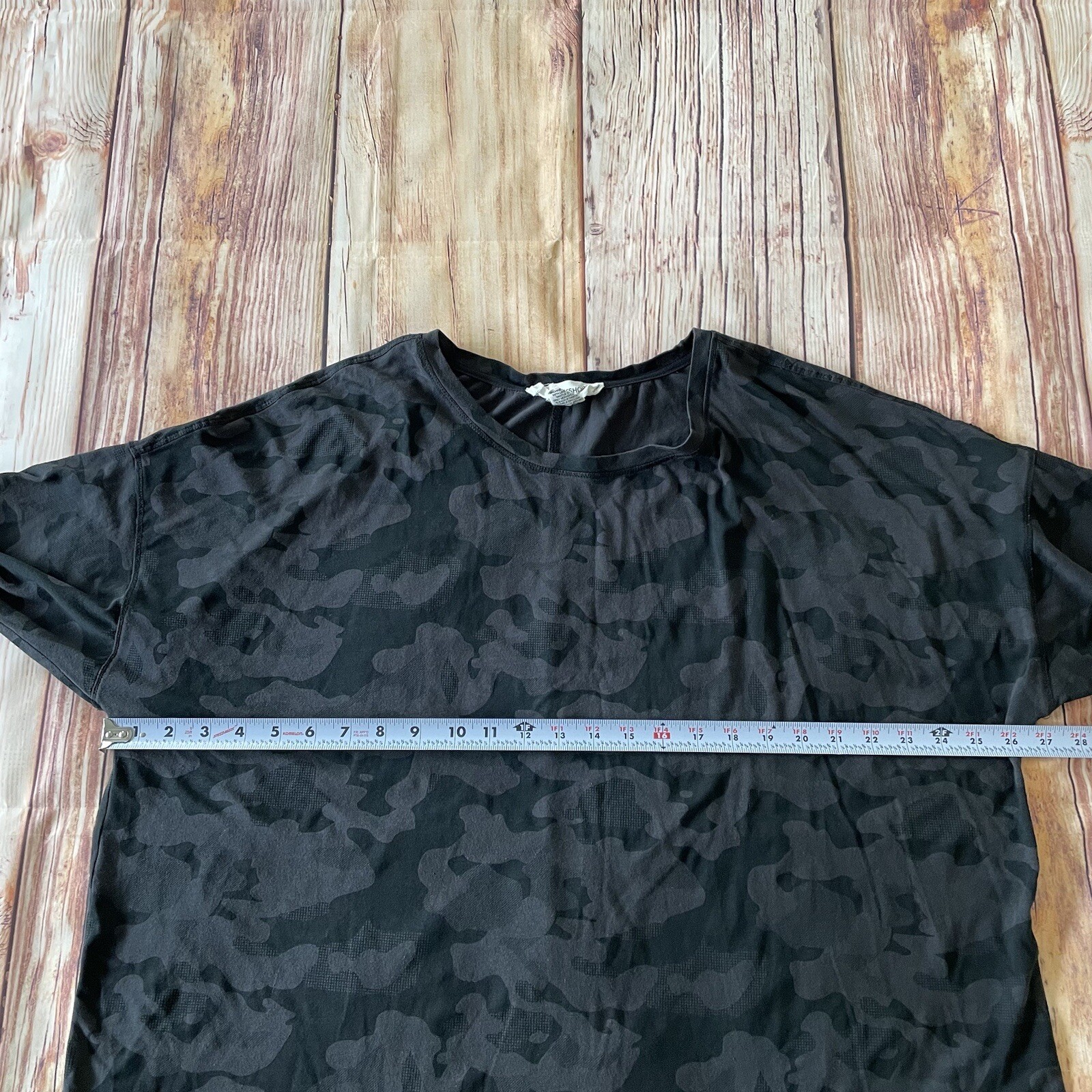 Workshop Womens Athletic Top 2X Camo Stretch Workout Gym Black