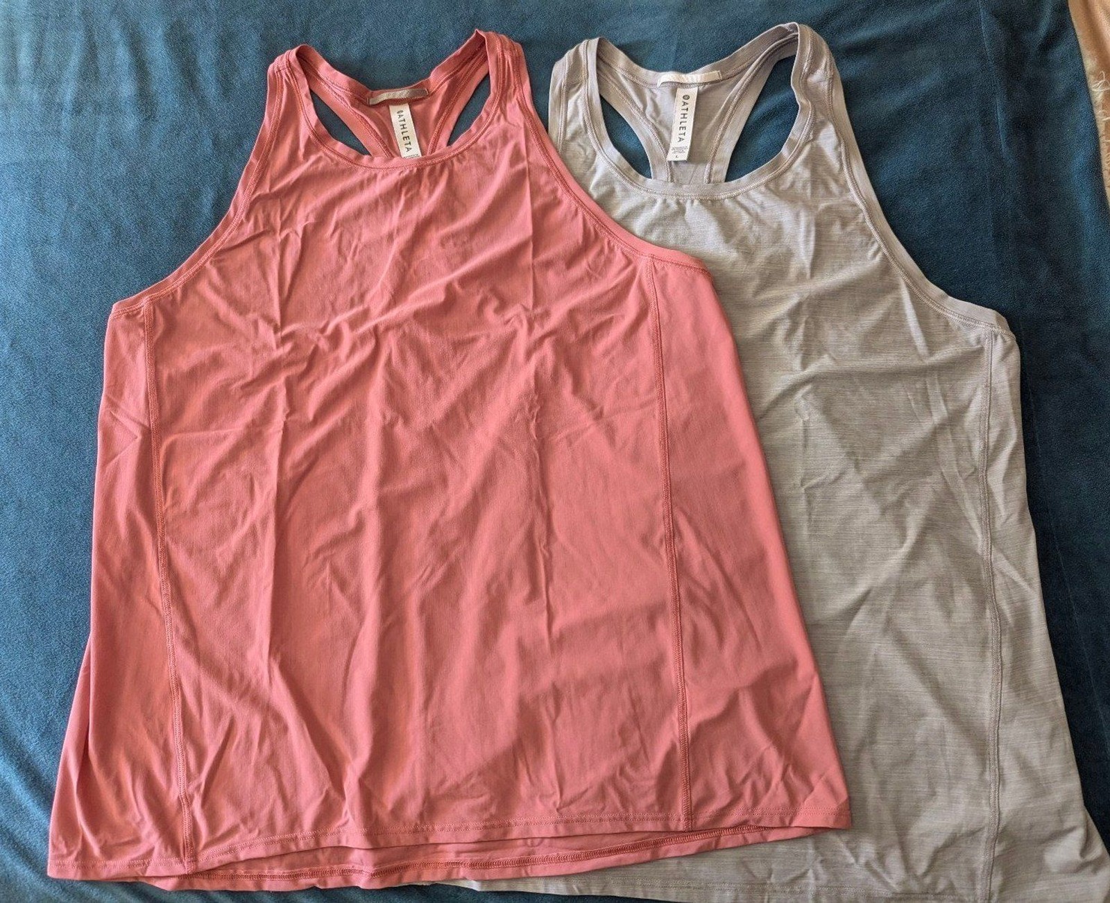 Athleta Set of 2* Rose Pink/Silver Nylon/Spandex Athletic Racerback Tank Tops