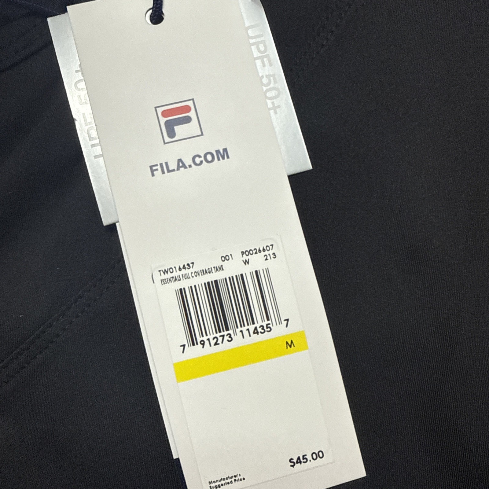 Fila Essentials Full Coverage Tank – Solid Black -Size Medium New w/ Tags