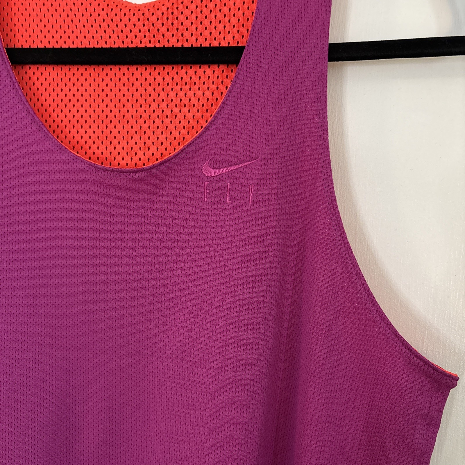 Nike Fly Running Tank Top Womens Medium Mesh Orange/Purple Reversible