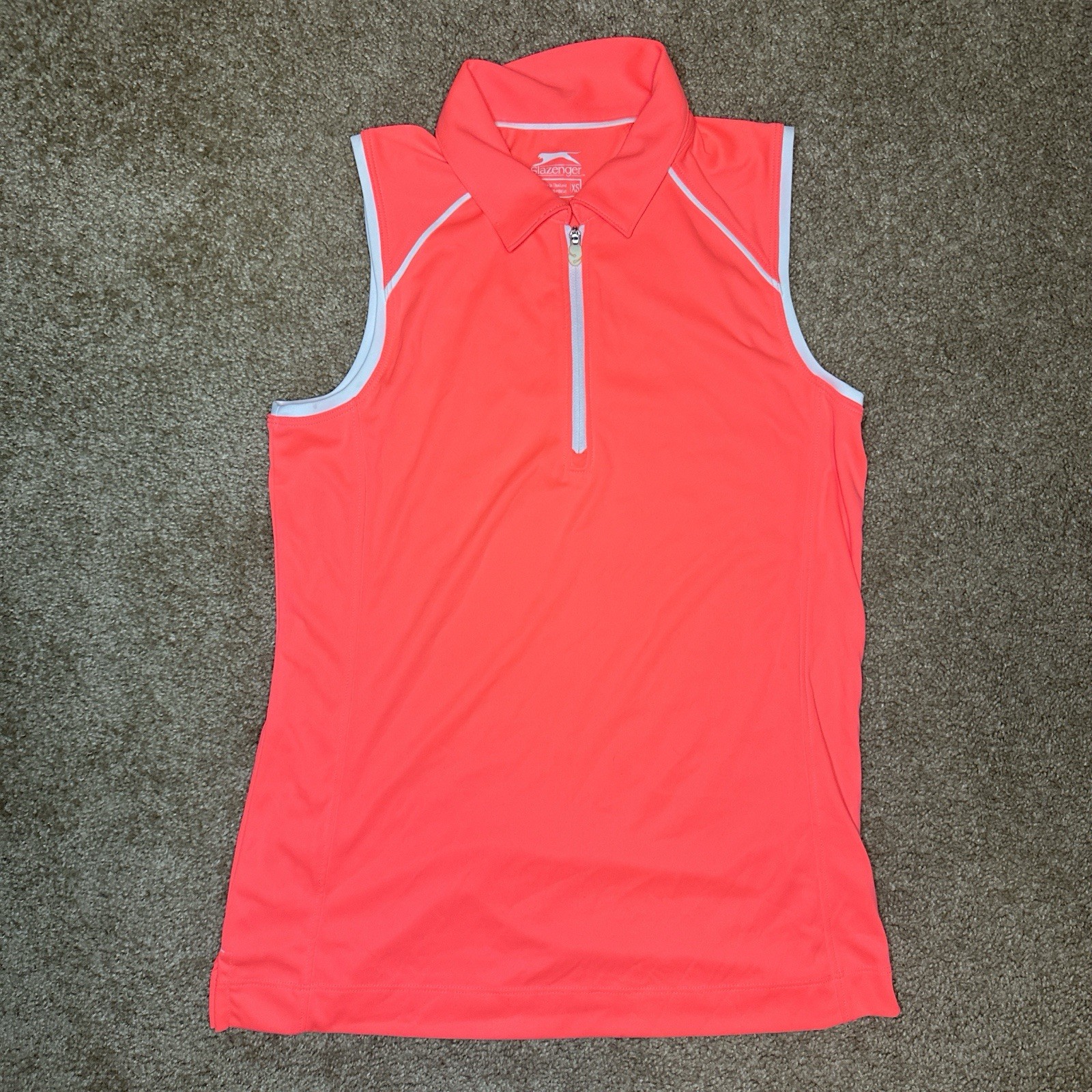 Slazenger Women’s Shirt Sleeveless Polo Tank Top Quarter Zip Neon Pink Golf XS