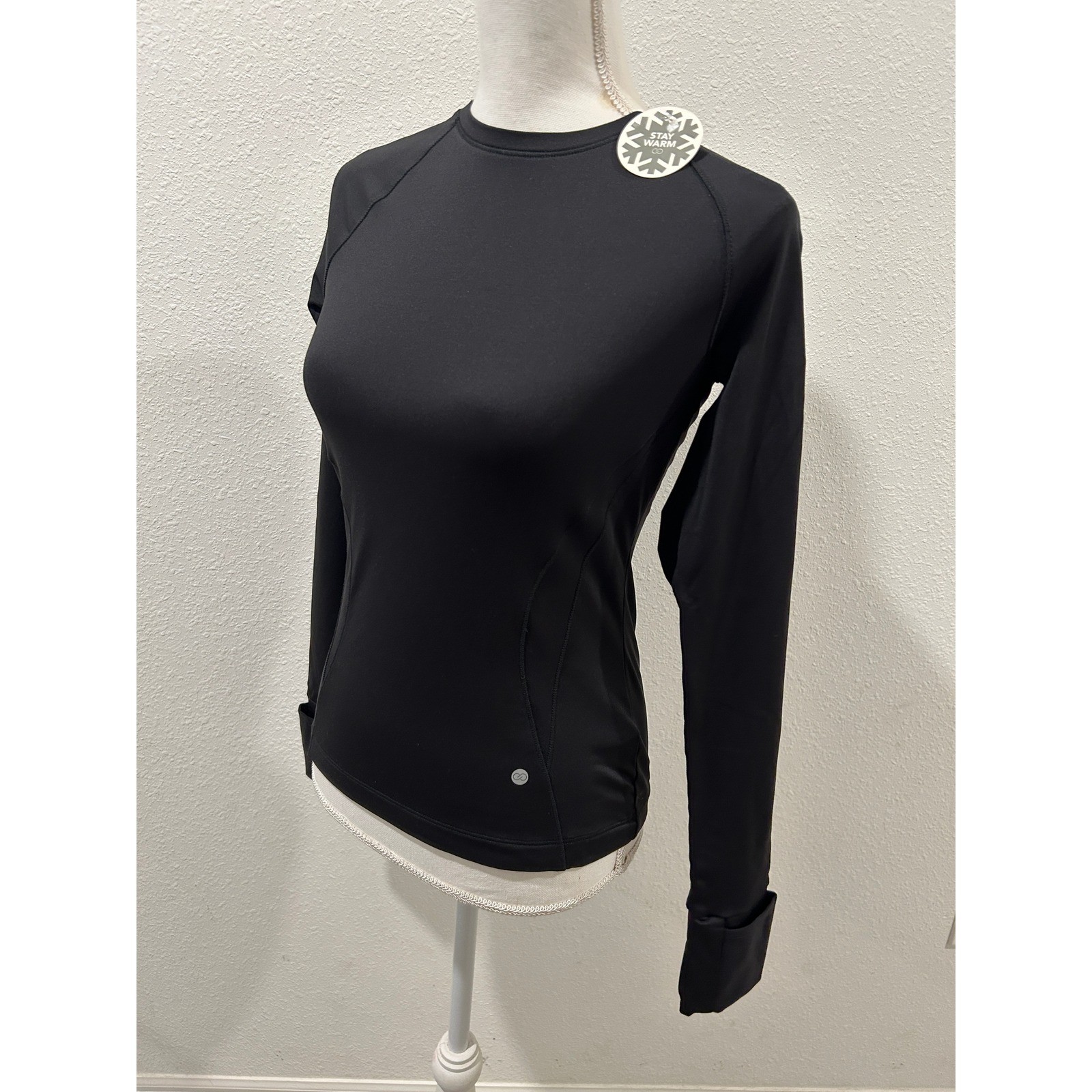 CALIA Performance Cold Weather Long Sleeve Top Tee Pure Black Womens XS NWT