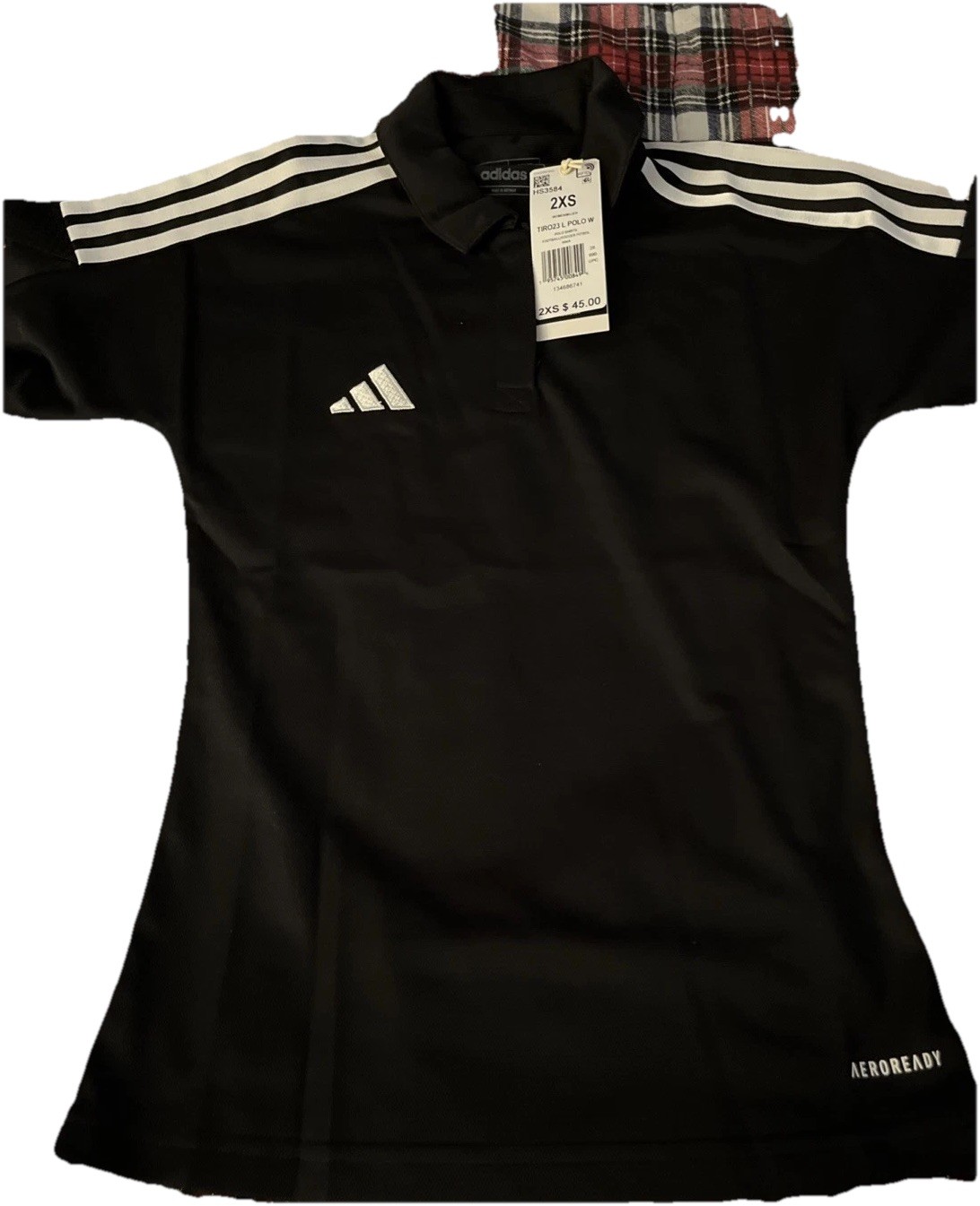 Adidas Women Black/White Logo Stadium Athletic Performance Polo Shirt 2xs