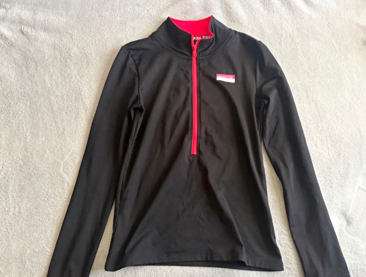 PINK Ultimate Women’s Black/Pink Half Zip Mock Neck Logo Top Size S/P