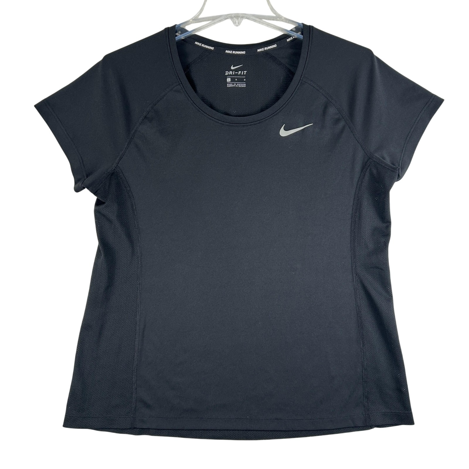 Nike Dri-FIT Running Shirt Womens Large Black Short Sleeve Mesh AJ4682-010