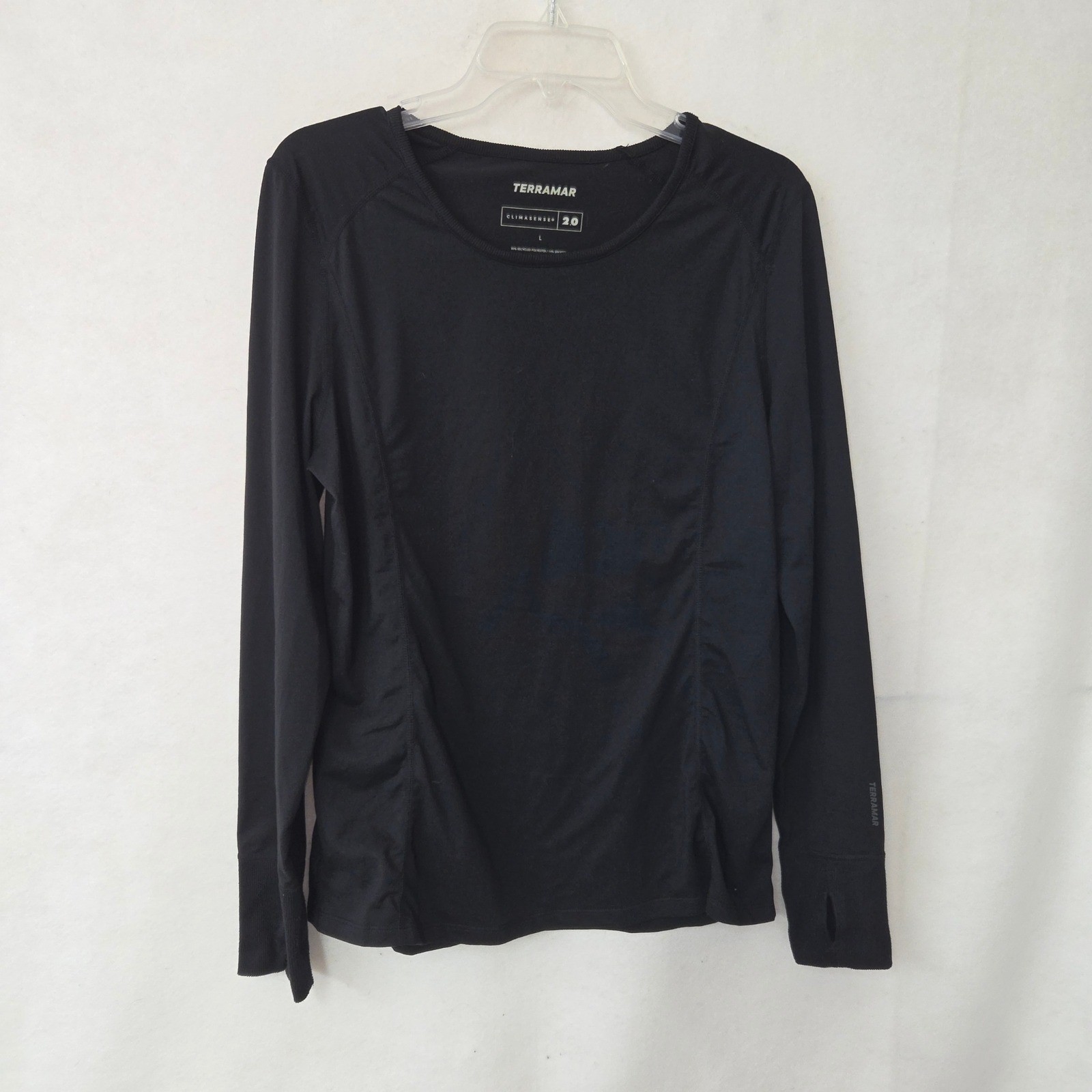 Terramar Climasense 2.0 Base Layer Women Large Black Long Sleeve Thumbhole W8214