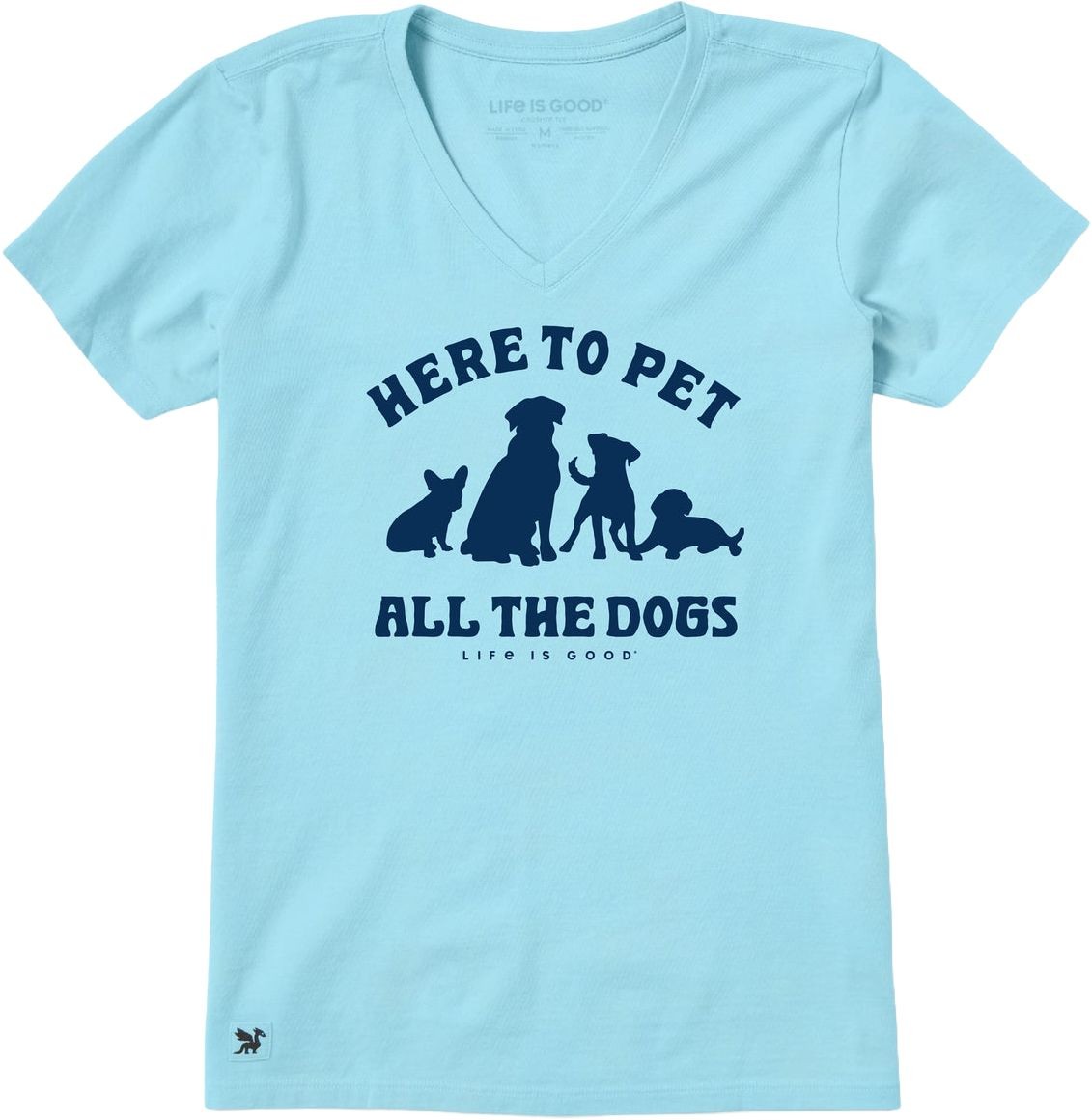 Life Is Good Pet All The Dogs Short Sleeve Crusher-LITE Vee Women’s Shirt, Aqua