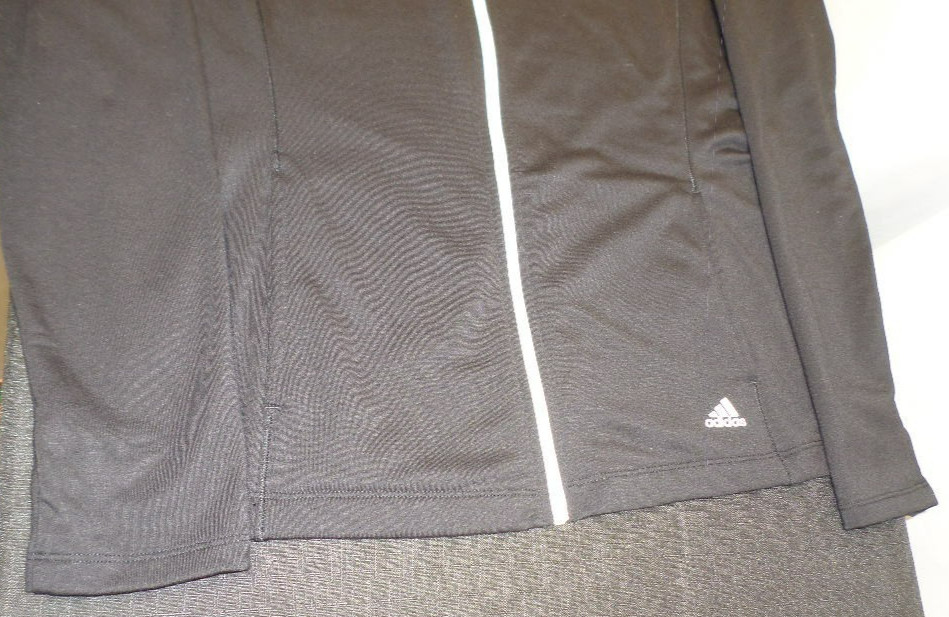 EUC DESIGNER ADIDAS POLYESTER BLEND FULL ZIP MOCKNECK BLACK & WHITE JACKET LARGE