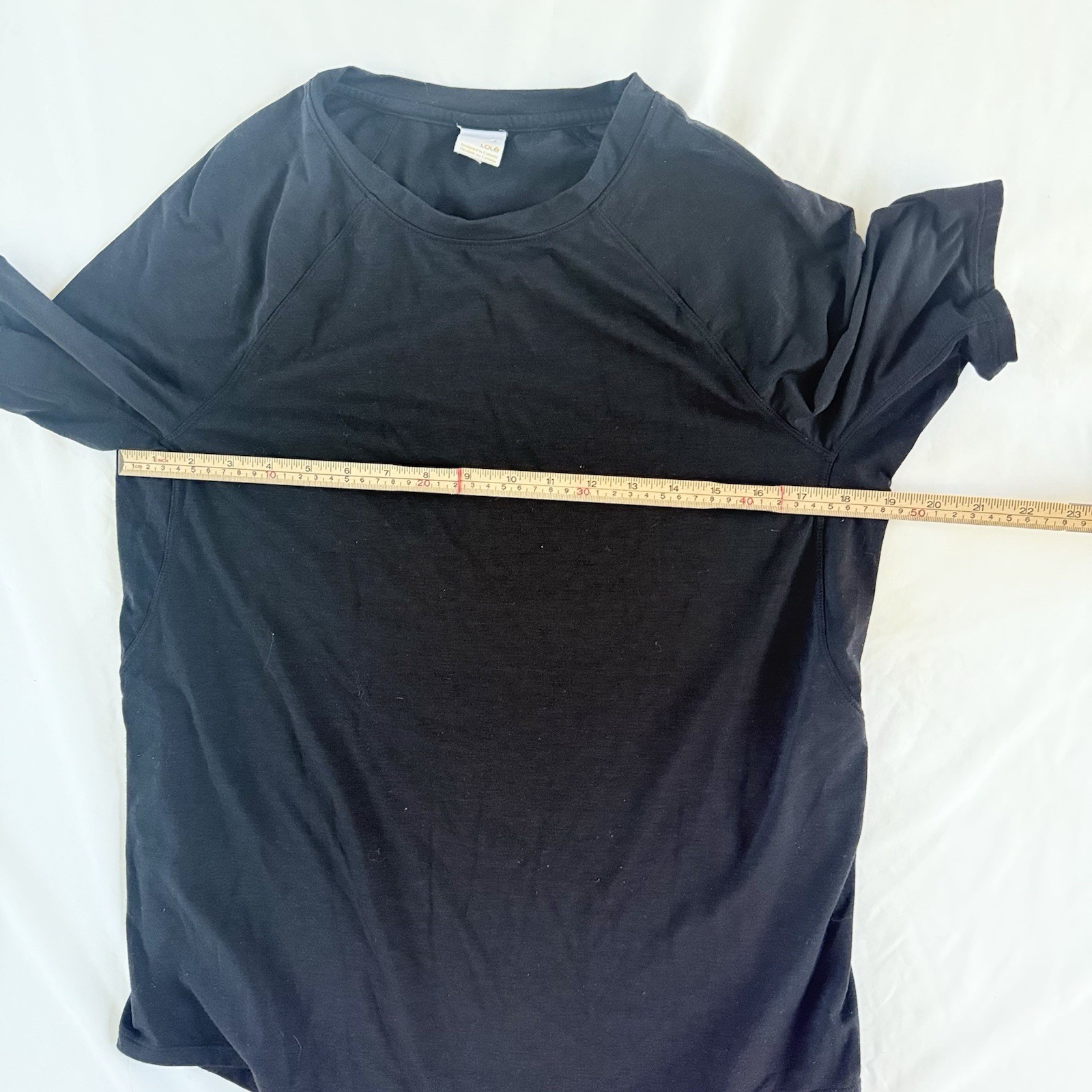 Lole Performance Wool Tee Womens Black Short Sleeve Merino Blend Raglan L Hiking
