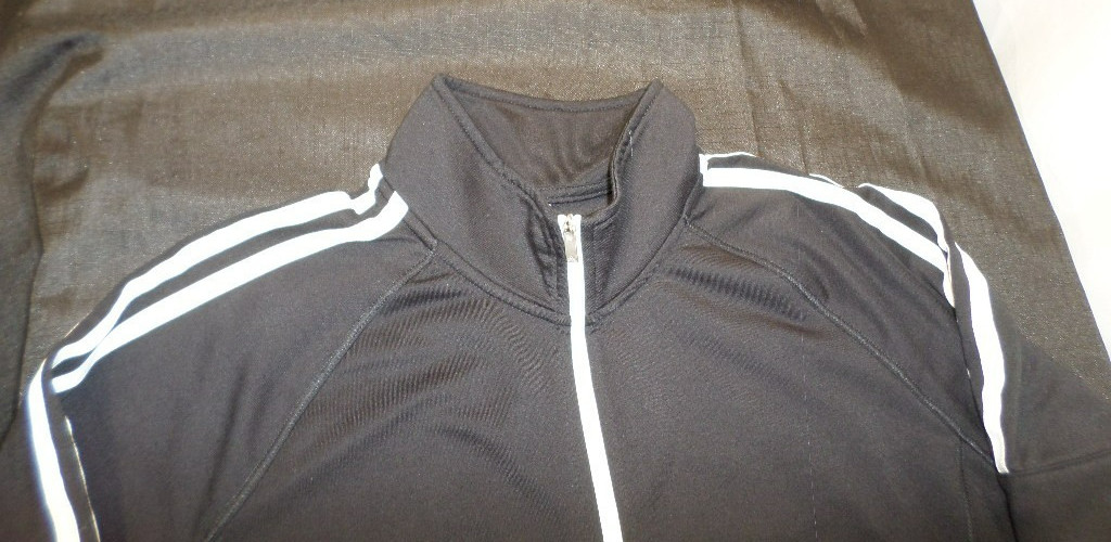 EUC DESIGNER ADIDAS POLYESTER BLEND FULL ZIP MOCKNECK BLACK & WHITE JACKET LARGE