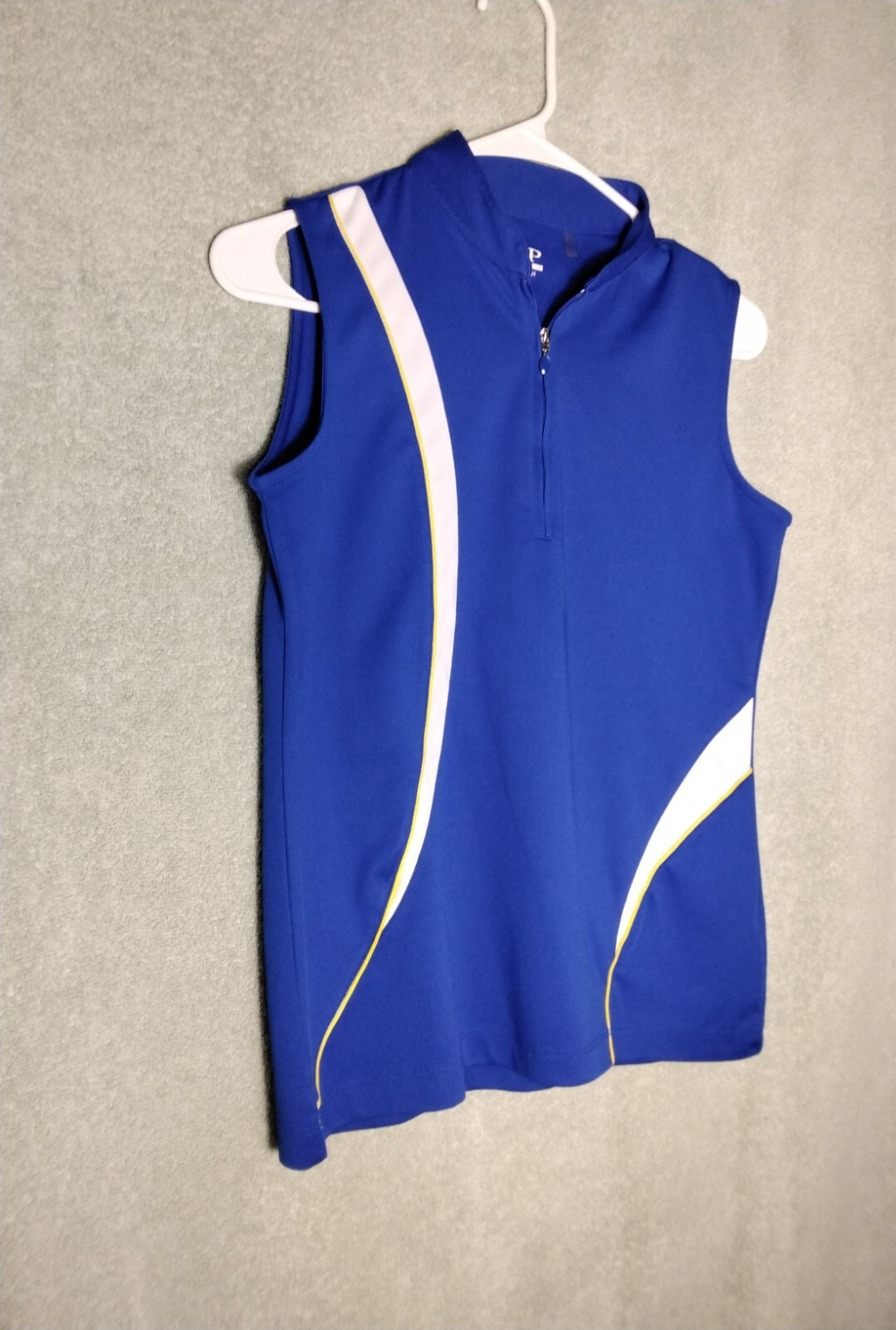 EP Pro Tour Tech Golf Sleeveless Top Womens Size S Blue White Stripes Zip Active