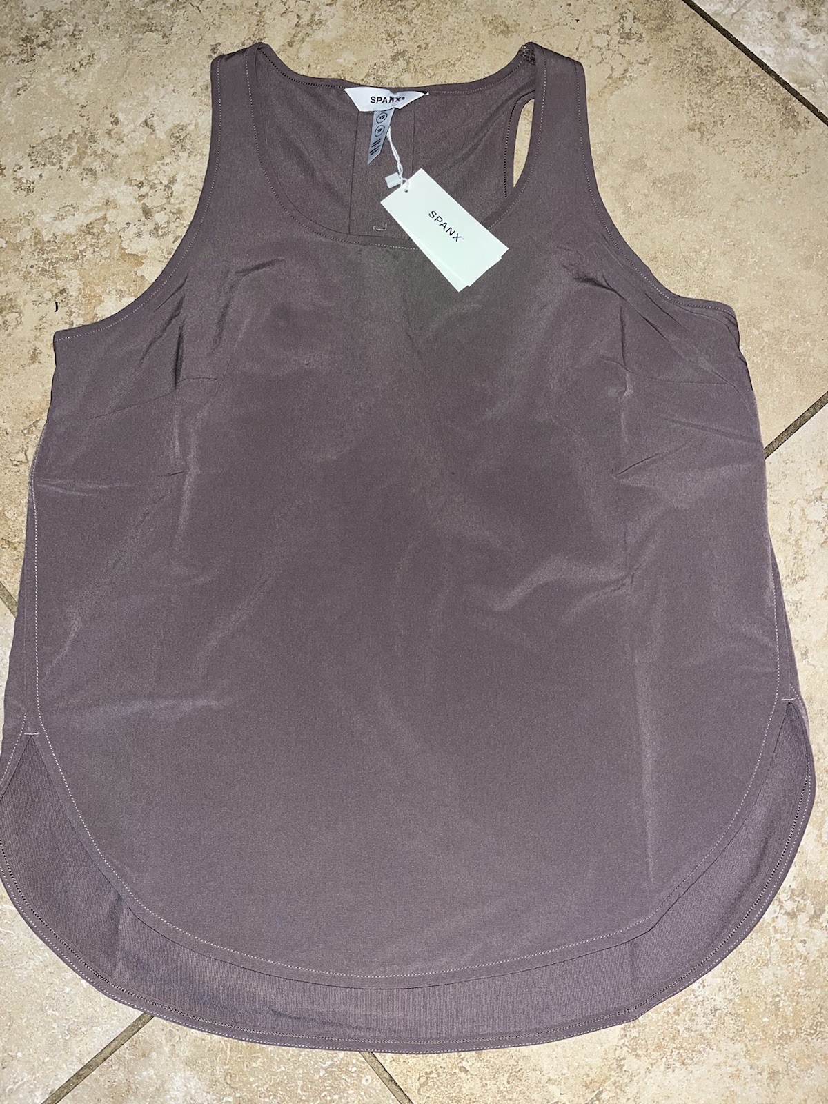 NWT Spanx Casual Fridays Curved Hem Tank Top Smoke XS $78 50677R