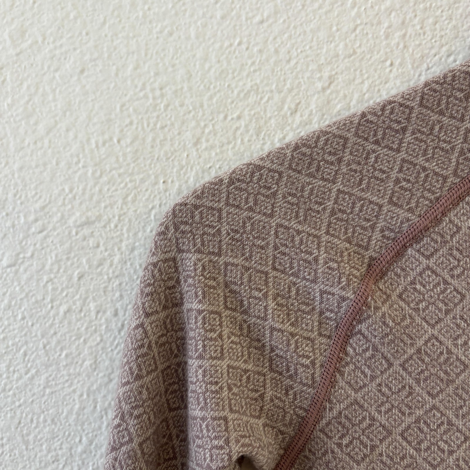 Kari Traa Wool Cashmere Base Layer Top Womens S Brown Geometric Ski 1/4 Zip