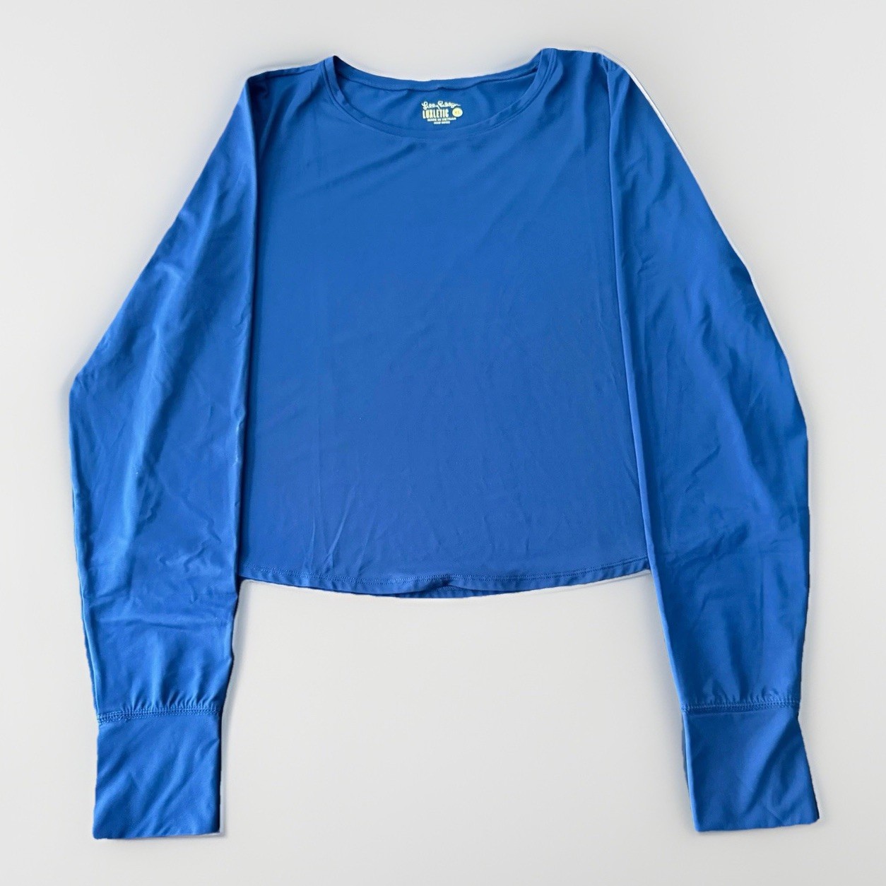 Lilly Pulitzer Luxletic Blue Long Sleeve Thumbhole Sun Top XL Athleisure NWOT