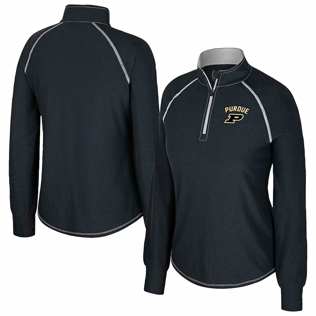 Colosseum Purdue Boilermakers Women’s L Gray 1/4 Zip Mock Neck Pullover