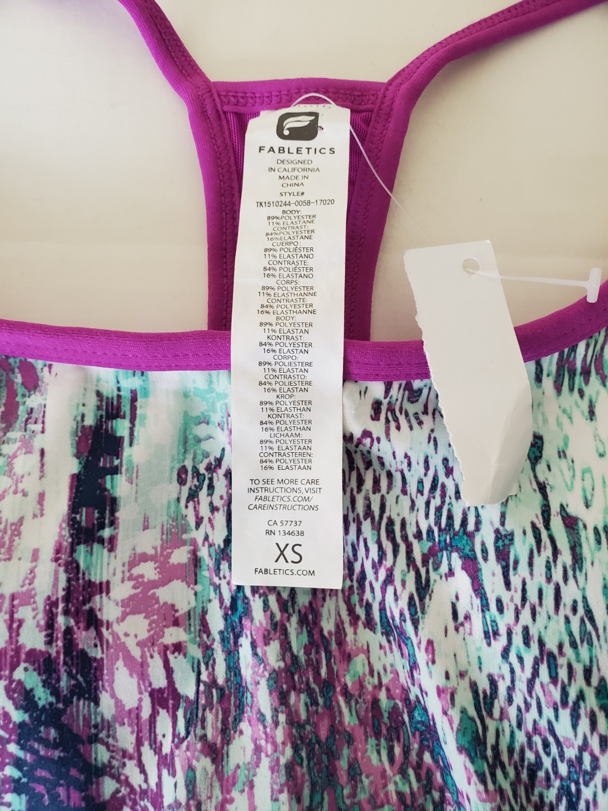 Fabletics Womens Tank Top Built In Bra orchid Purple Multicolor Sz XS Athletic