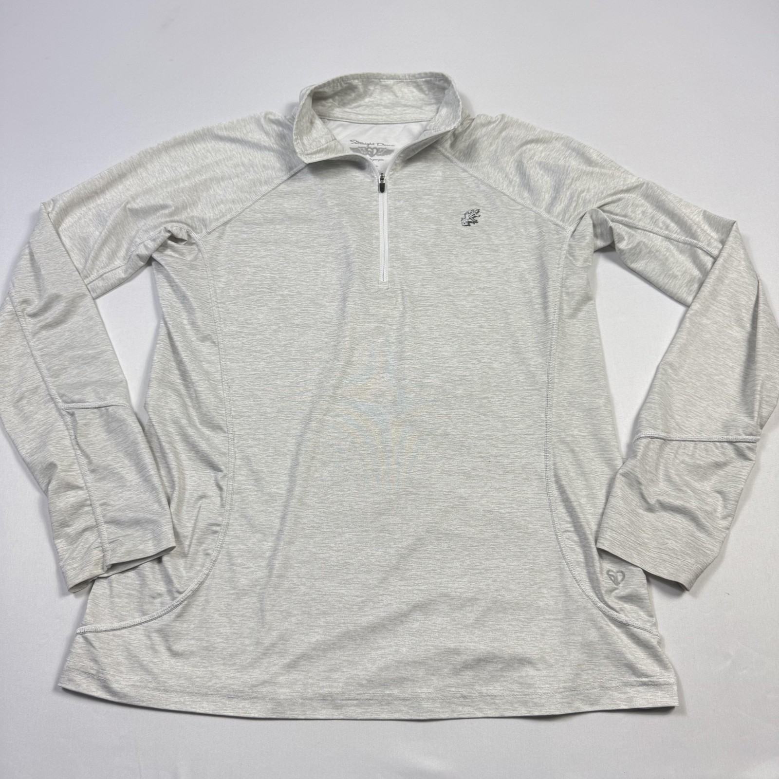 Straight Down Pullover Womens Medium Gray Long Sleeve 1/4 Zip Golf Stretch Top