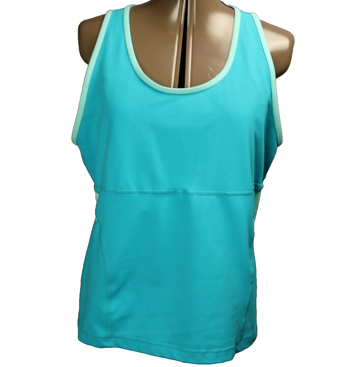 Lands End Athletic Performance Tank Top Racerback Built-in Bra Turquoise Blue XL