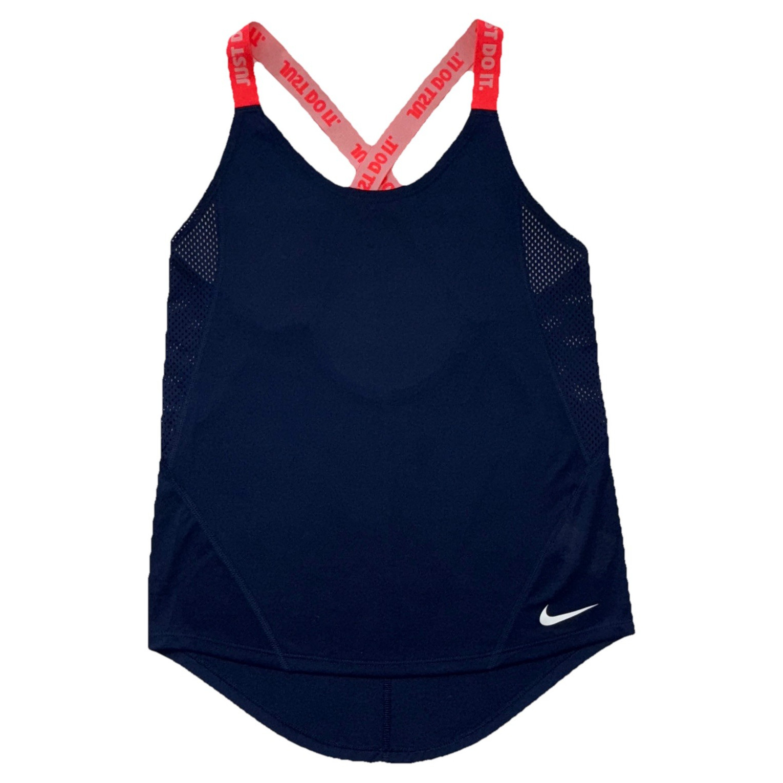 Nike Dri-FIT Mesh Racerback Tank Top Blue/Red Logo Straps Women XS