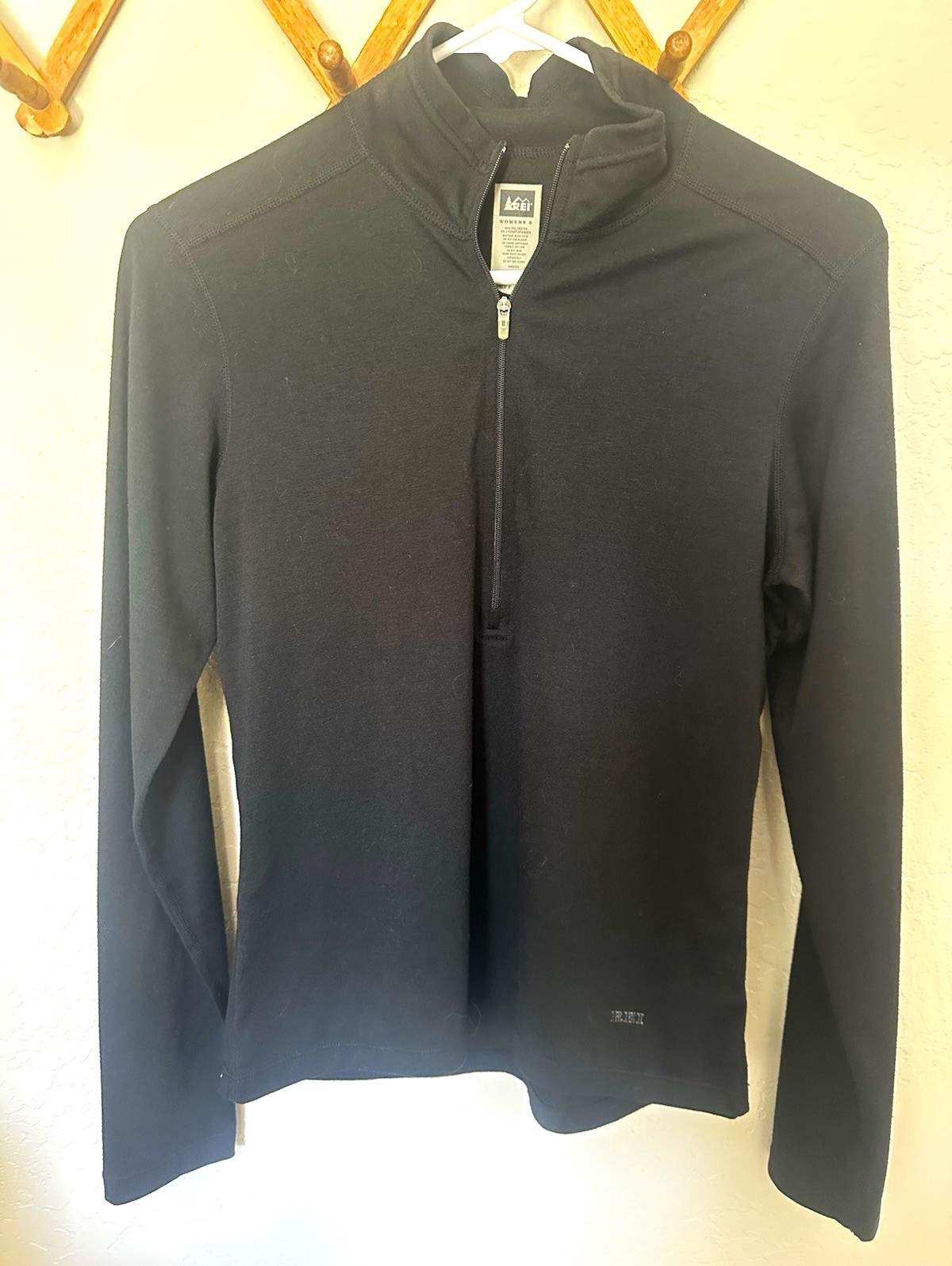 REI Women’s Black UPF 50+ 1/4 Zip Mock Neck Knit Pullover Top S