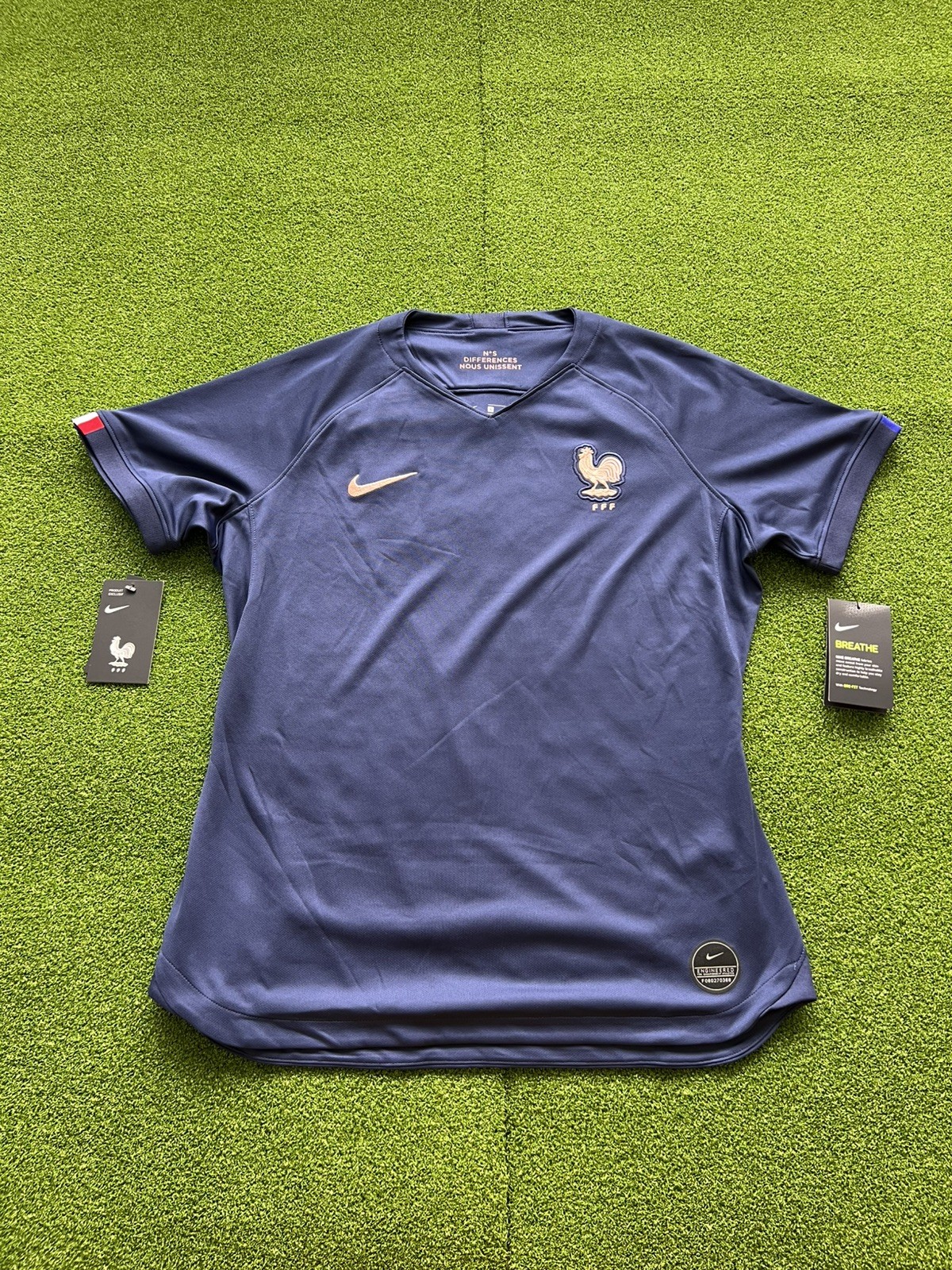 Nike Dri-Fit France Home World Cup Soccer Jersey AJ4394-410 Women’s Size Large