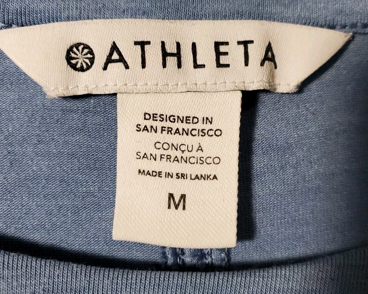 Athleta Tranquility Tunic Top Womens Medium Shirt Sky Blue 3/4 Slv Slouchy