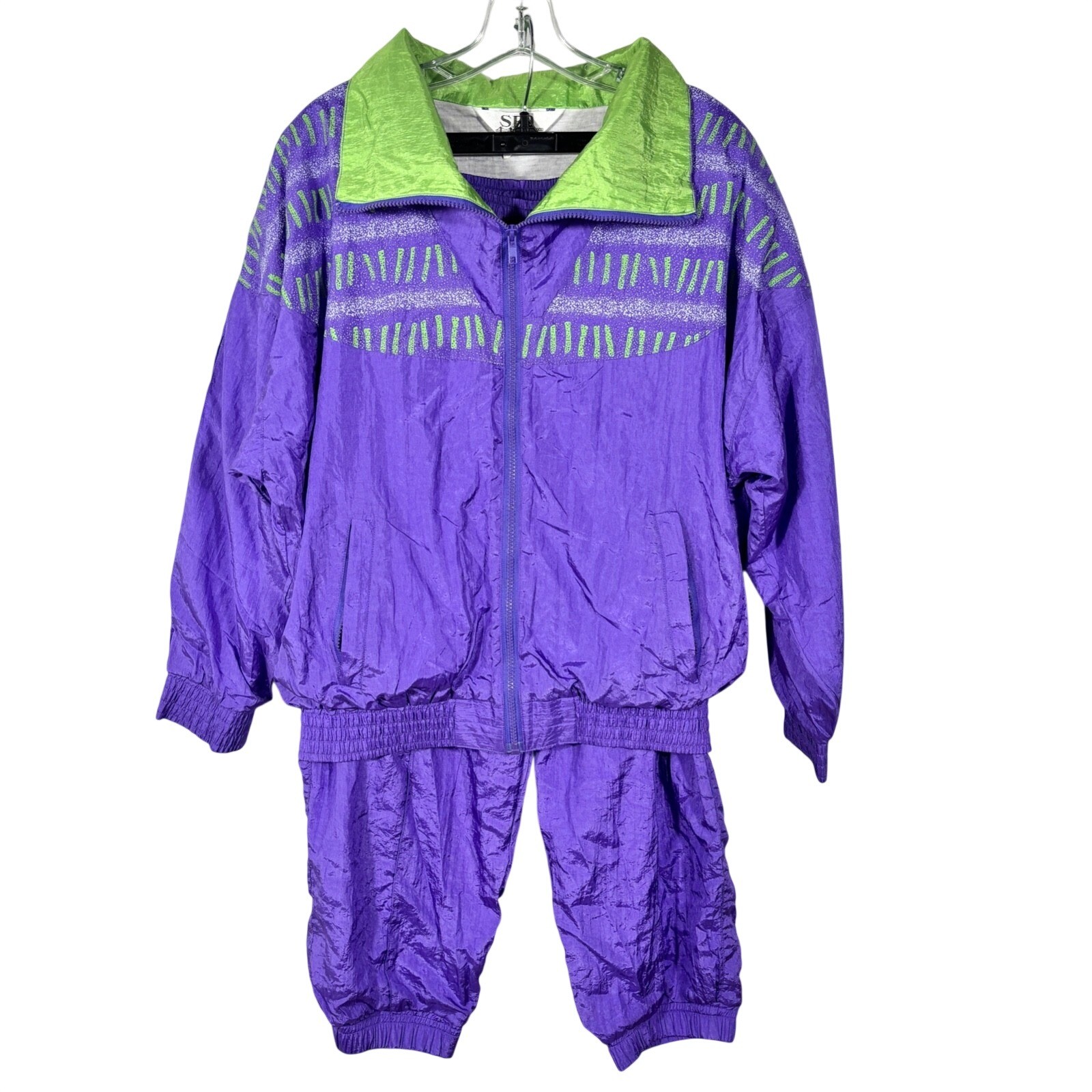 Vintage SFO 90s Two-Piece Neon Nylon Track Suit Jogging Ski M/L Retro Geometric