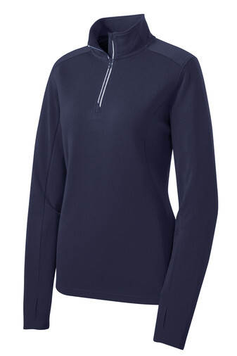 Sport-Tek LST860 Ladies Sport-Wick Textured 1/4-Zip Pullover Size Small Navy