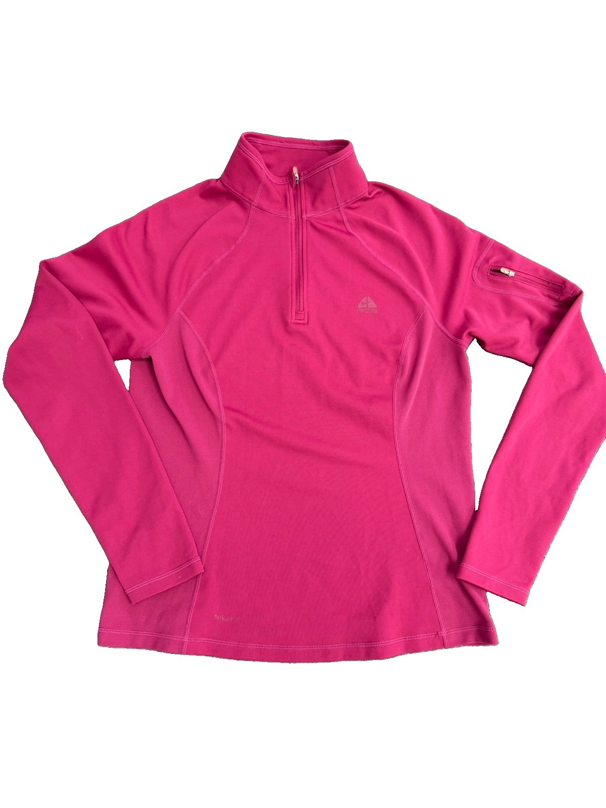 Nike ACG FitDry Pink 1/4 Zip Mock Neck Long Sleeve Hiking Pullover M