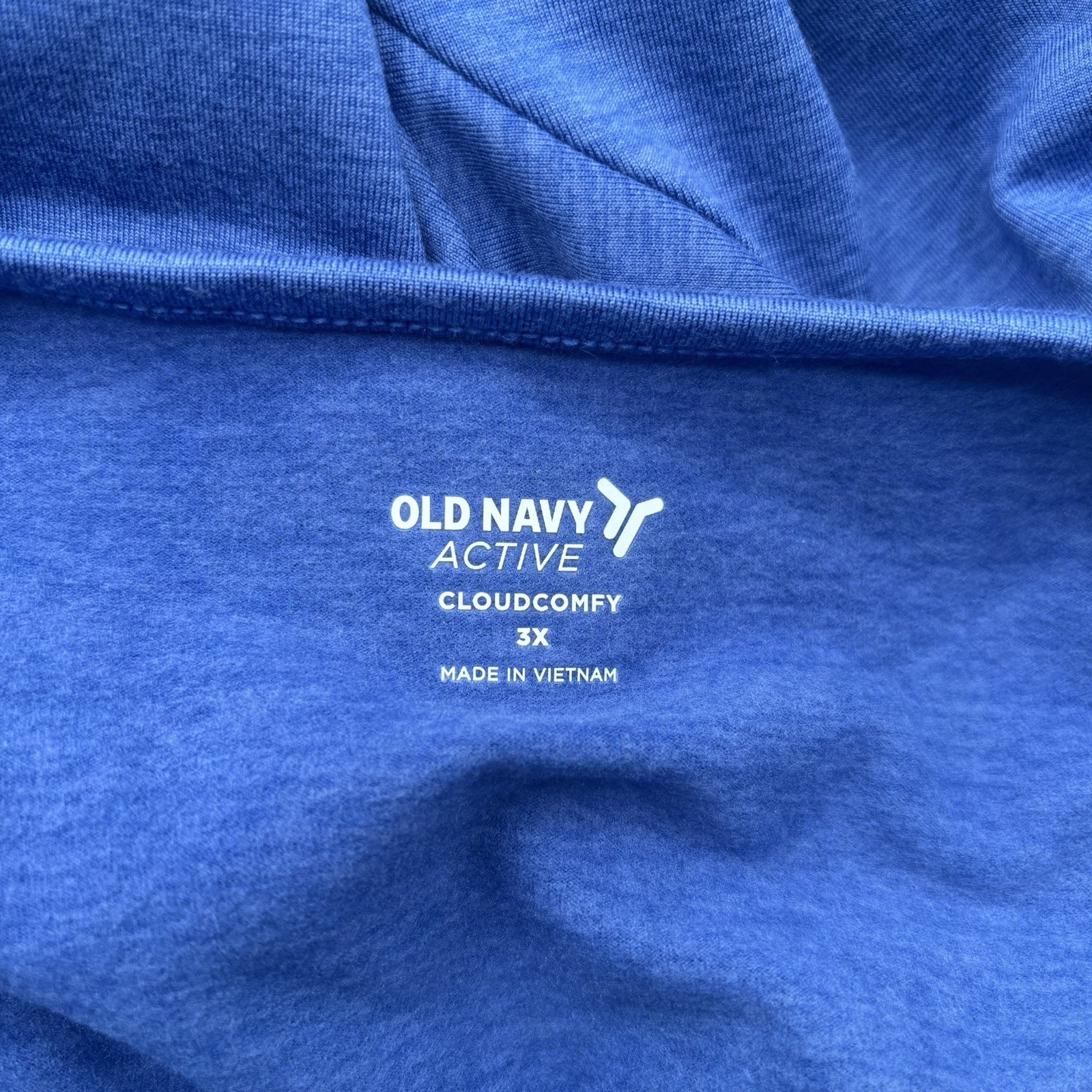 Old Navy Active 3X Cloudcomfy crop blue button up Women L/S Shirt Chest 56″ NWT