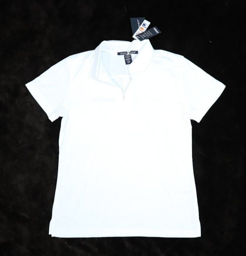 Devon Jones Womens White Moisture Wicking Performance Shirt V Neck Flat Collar M
